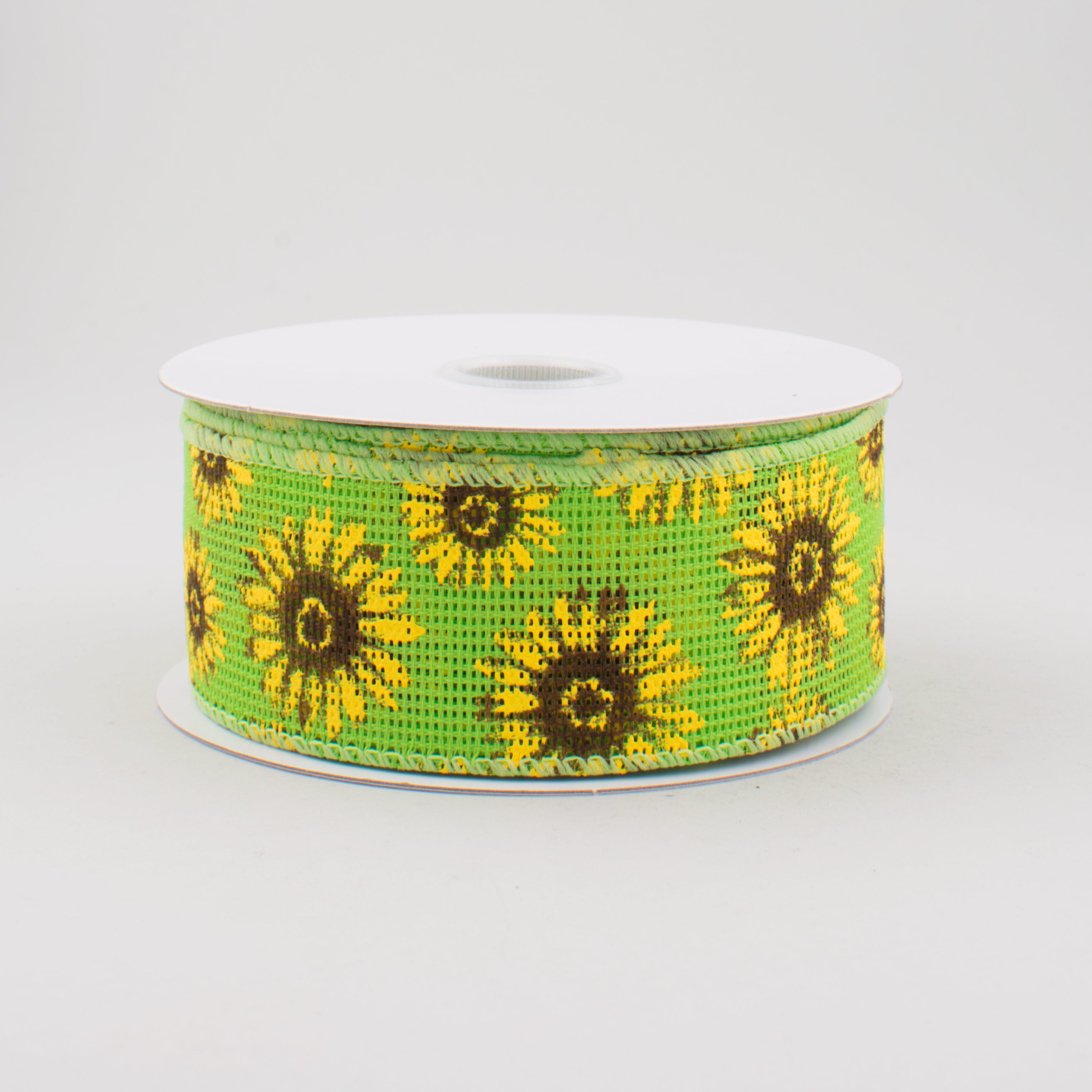 1.5 Inch Lime Green Faux Burlap Sunflower Ribbon - 10 Yards Bulk Roll for Gift Wrapping, Wedding Decor, DIY Crafts and Party Supplies