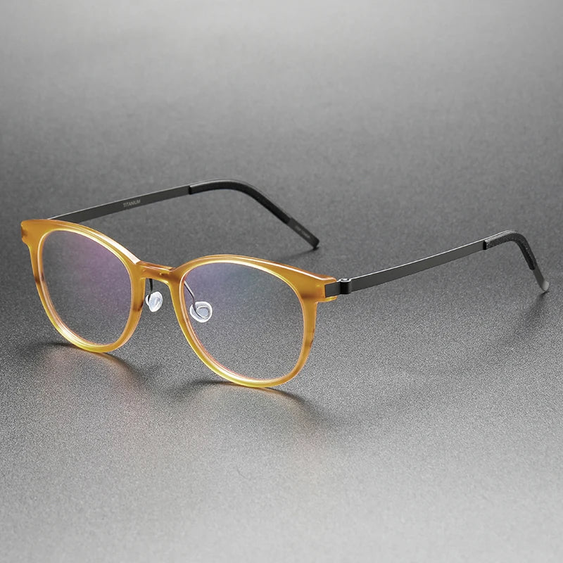 Unisex Full Rim Oval Square Titanium Acetate Eyeglasses Frame 48181 - Lightweight Durable Glasses for Men & Women - Perfect for Reading, Work, and Everyday Wear