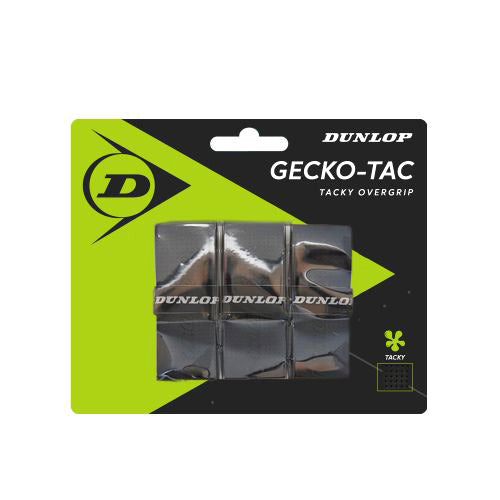 Dunlop GECKO TAC Tennis Overgrips - 3 Pack for Enhanced Grip & Sweat Absorption - Perfect for Tennis, Badminton & Racquetball Players