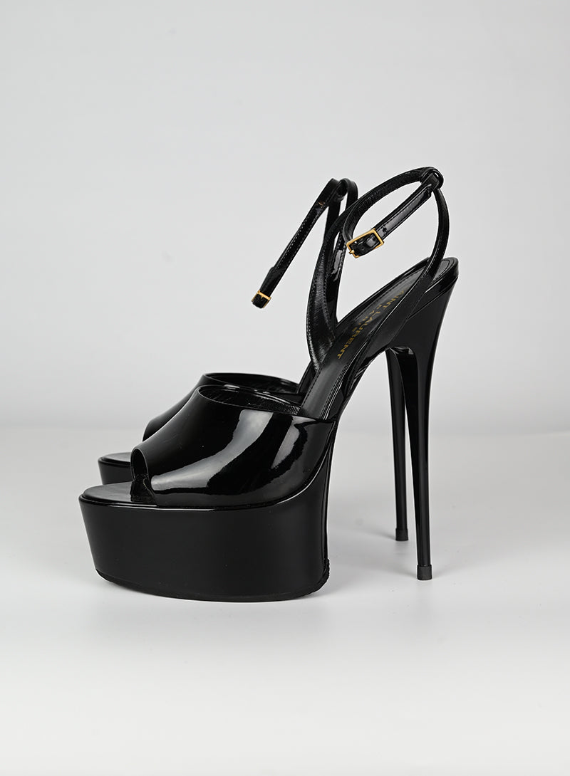 Saint Laurent Black Platform Sandals Size 37.5 - Luxury High Heel Sandals for Women, Perfect for Parties & Evening Events