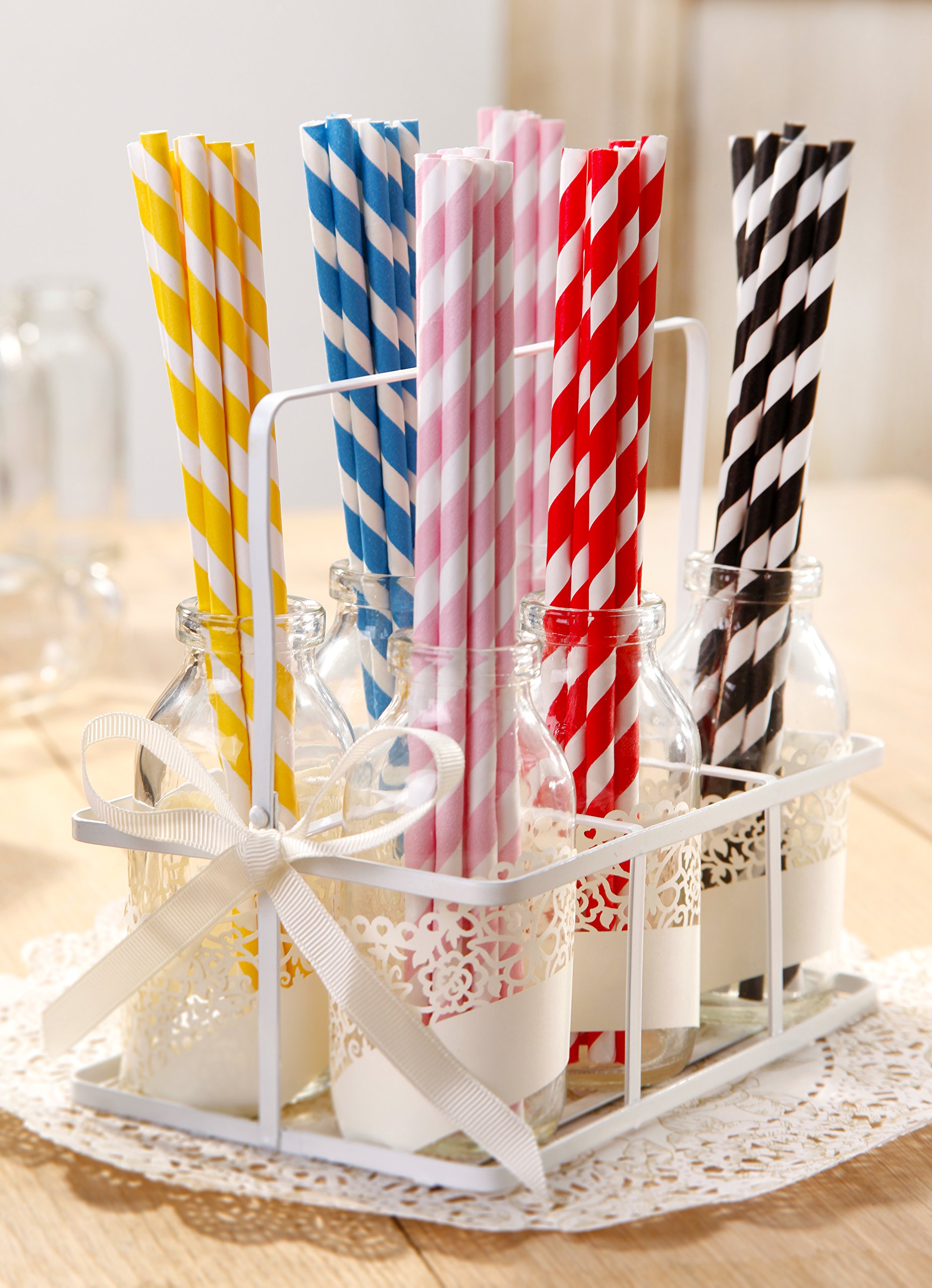 Eco-Friendly Disposable Drinking Straws 30 Pack - Colorful Mix & Match Red Straws for Parties, Smoothies & Cocktails | Talking Tables