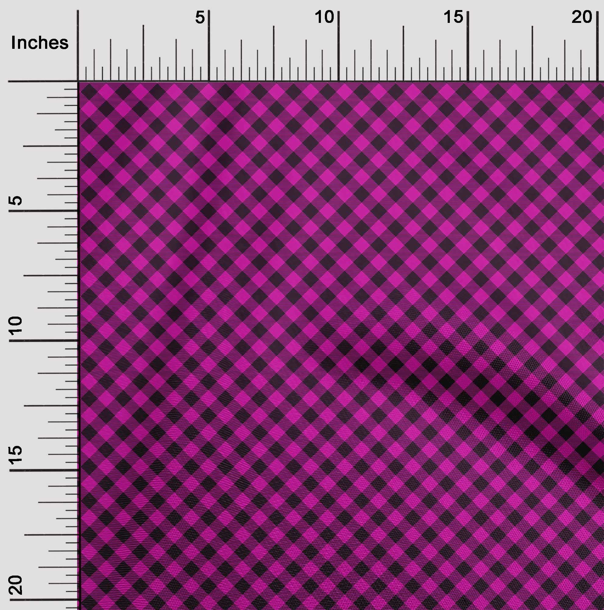 oneOone Cotton Poplin Fuchsia Pink Check Print Fabric by The Yard - 42 Inch Wide Dress Material for DIY Dresses, Skirts & Home Decor Projects