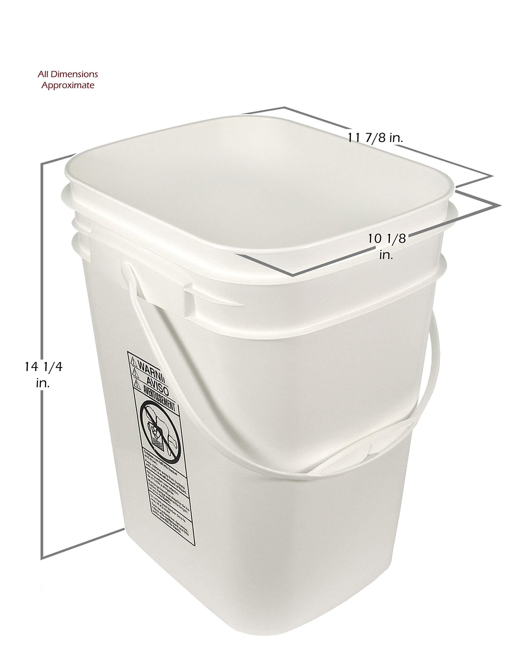 24 Pack 5.3 Gallon Black Rectangular Buckets with Hinged Snap Lids - Heavy Duty Storage Containers for Home, Garage, and Industrial Organization