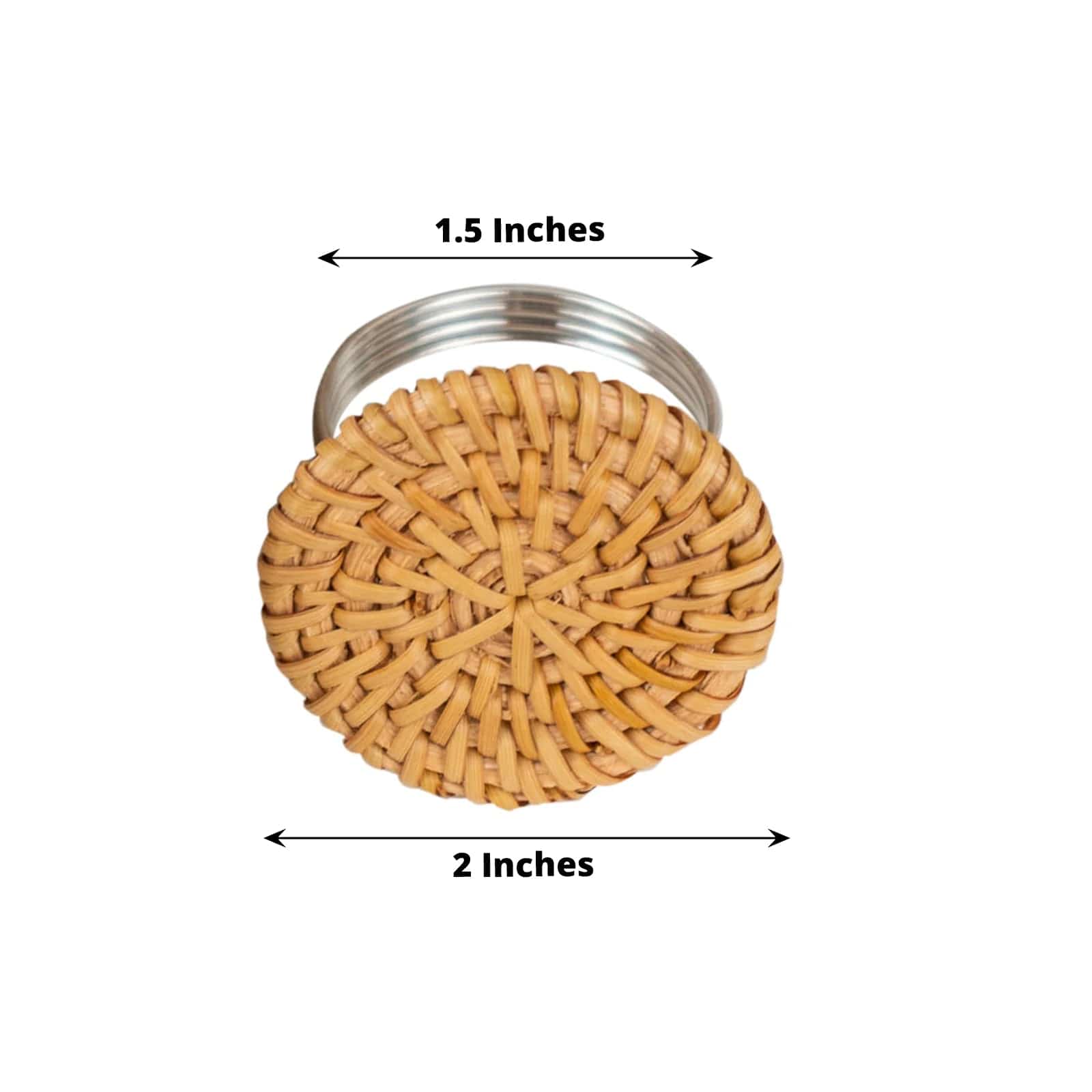 4-Piece Farmhouse Style Jute Rattan Metal Napkin Rings Set - Natural Rustic Tableware for Wedding, Party & Home Dining Decor