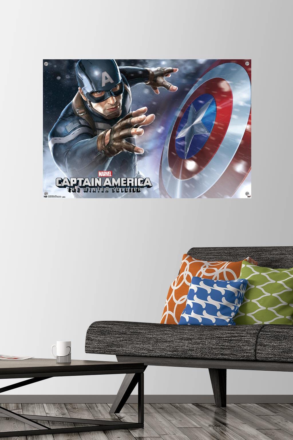 Marvel Captain America The Winter Soldier Shield Wall Poster with Push Pins - Premium Superhero Decor for Bedroom, Office & Game Room - Perfect Gift for Marvel Fans & Collectors