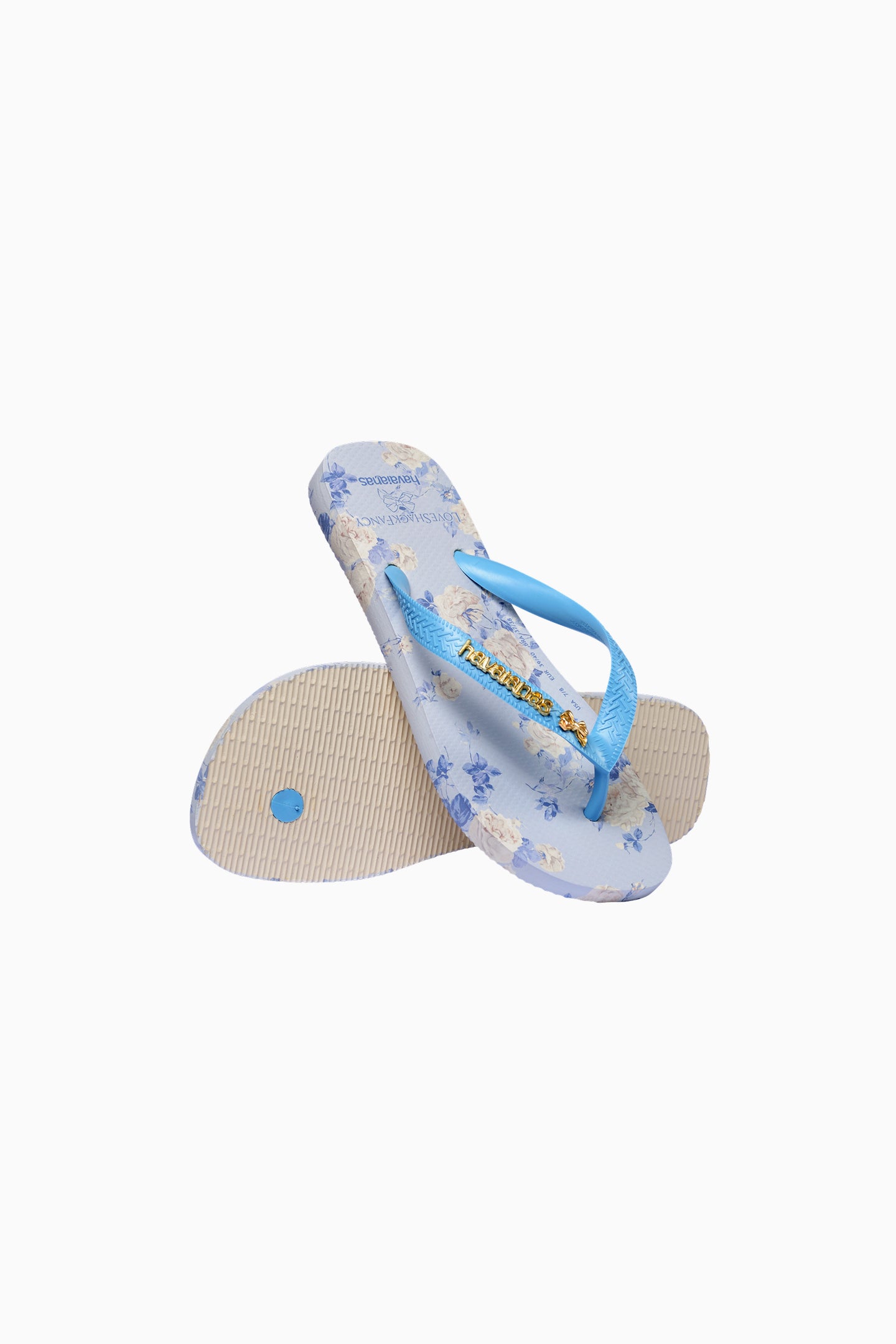 LoveShackFancy x Havaianas Girls Whisper Blue Flip Flops - Comfortable Beach Sandals for Summer, Poolside, Vacation & Casual Outfits