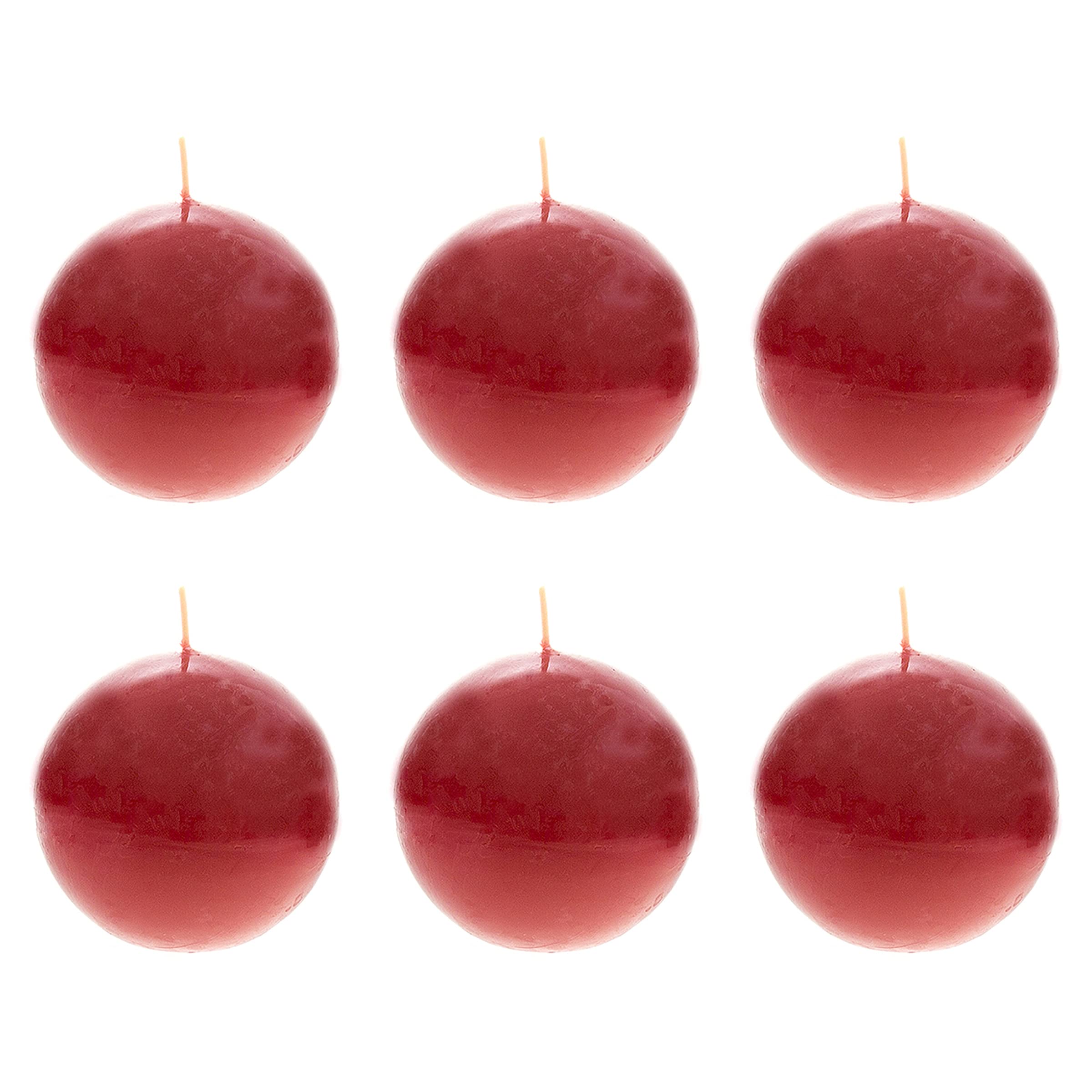 Premium Unscented Red Ball Candles 6-Pack - 3