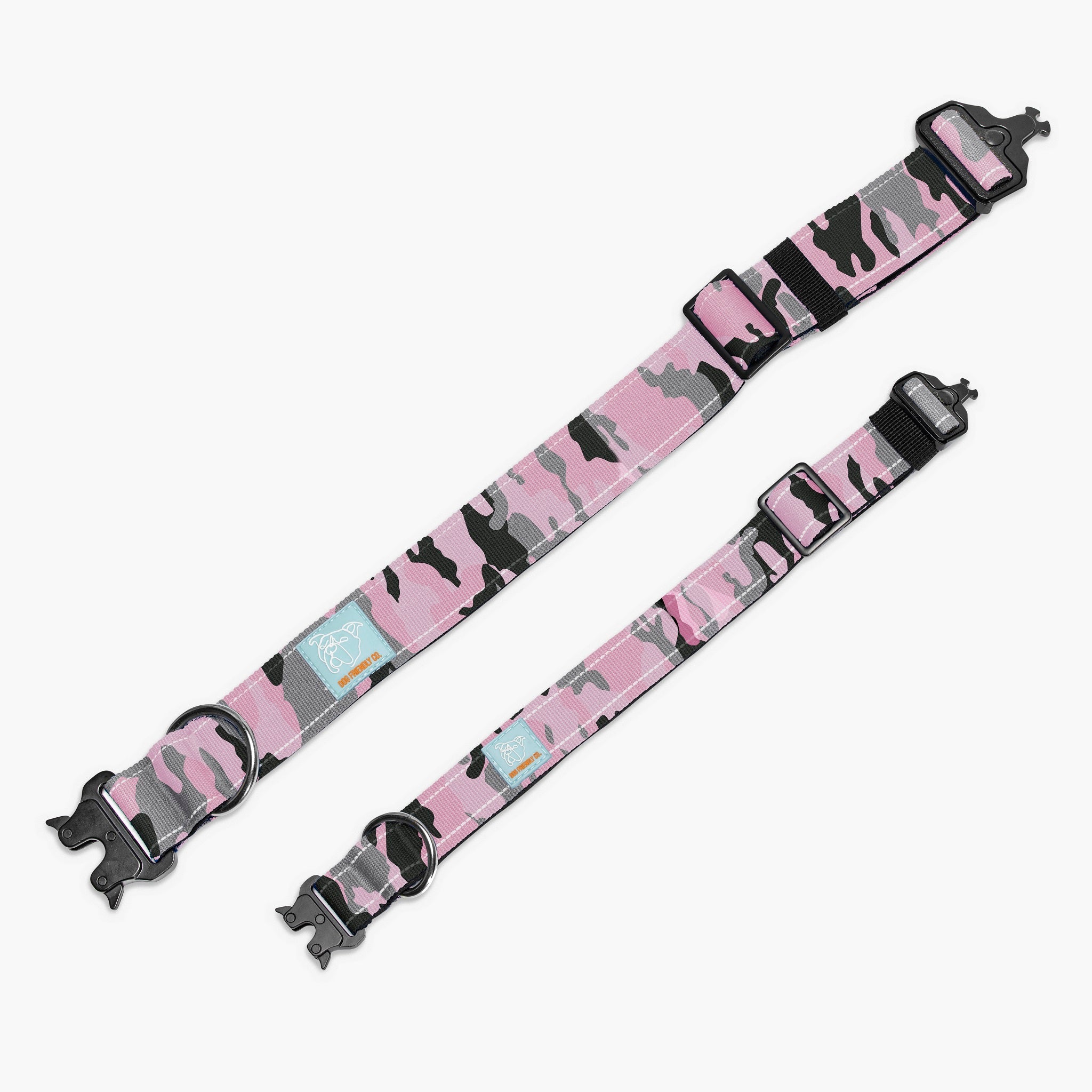 Tactical Dog Collar for Medium & Large Dogs - Pink Camo Pattern - Heavy Duty Nylon with Metal D-Ring - Perfect for Training, Hiking & Outdoor Adventures