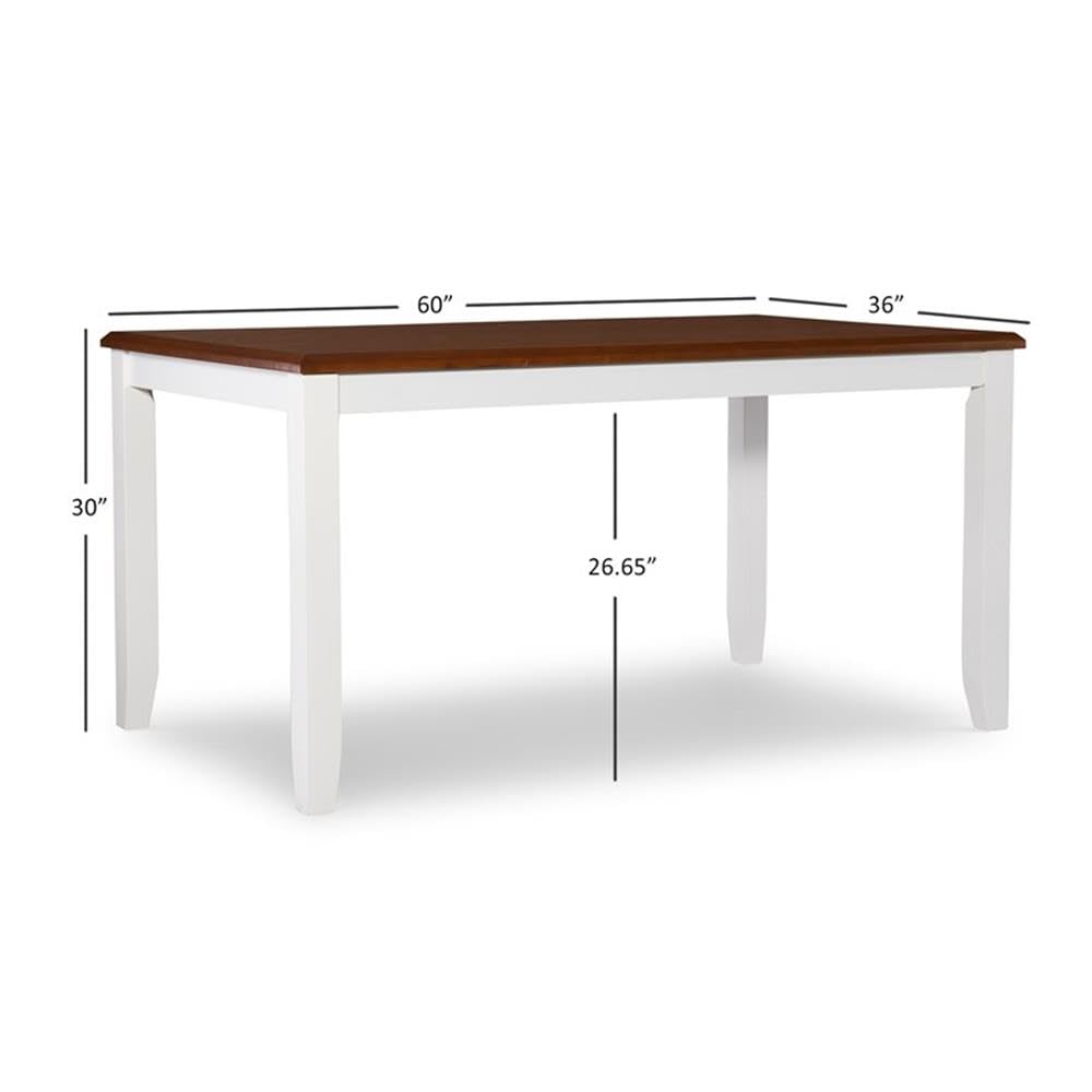 Powell Furniture Linon Jane Wood Dining Table - Vanilla White & Honey Brown Finish - Perfect for Dining Rooms, Kitchens, and Home Decor