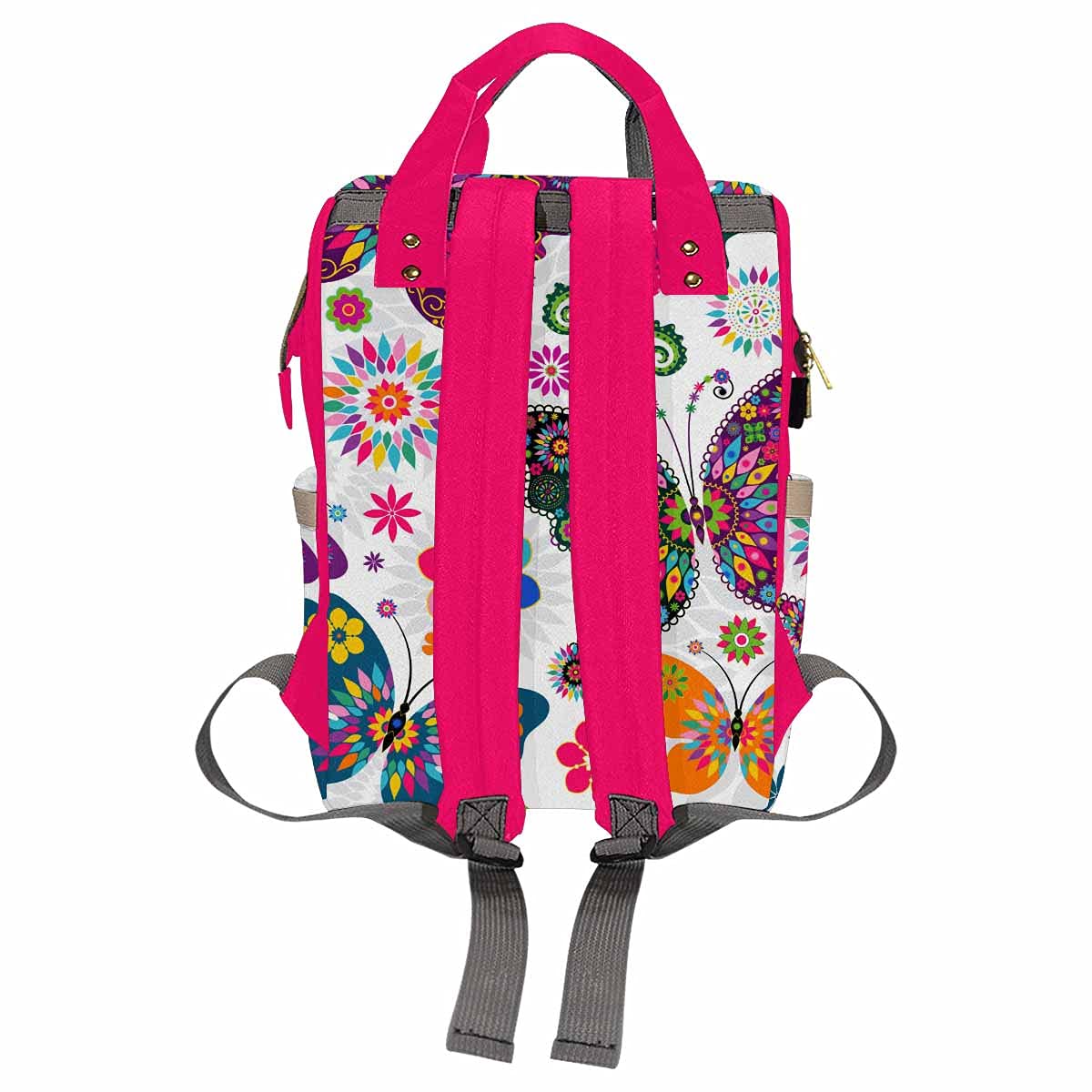 Personalized Diaper Backpack for Moms - Custom Name Pink Floral Butterfly Nursing Bag, Waterproof Multifunctional Baby Diaper Daypack for Travel, Baby Shower Gifts | Perfect for New Moms, Daycare & Family Outings