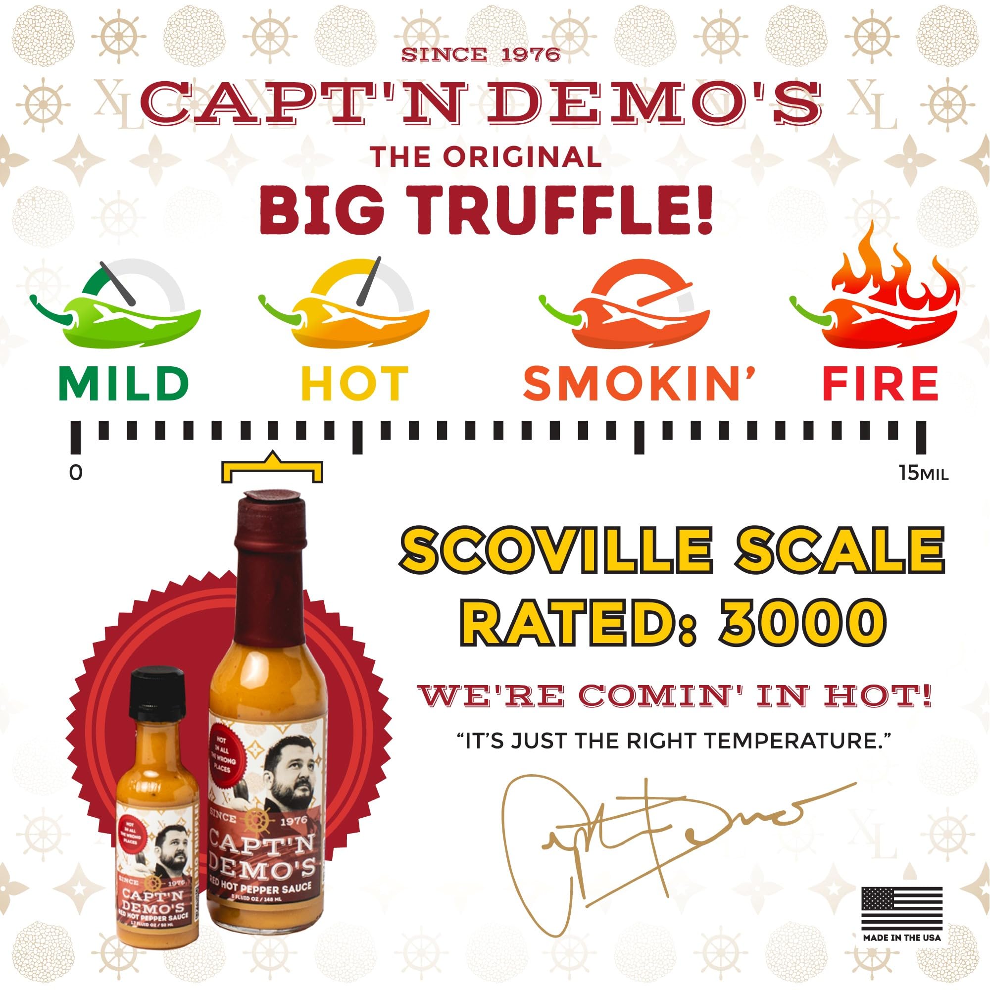 CAPTAIN DEMO's DOUBLE TRUFFLE Red Hot Pepper Sauce - 2 Bottle Pack with Free Travel Bottle | Gourmet Hot Sauce with Black & White Truffles | Perfect Garlic Flavor & Hot Honey Heat | Ideal for Pizza, Wings & Gourmet Cooking