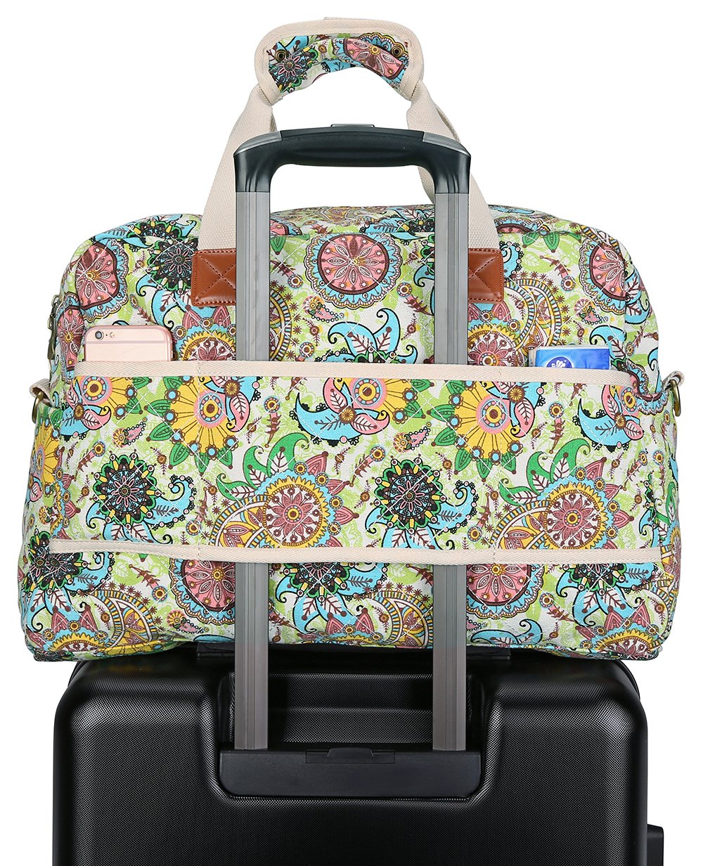Malirona Canvas Weekender Bag for Women - Floral Print Overnight Travel Duffel Carry On Bag | Perfect for Weekend Getaways, Business Trips & Gym Essentials