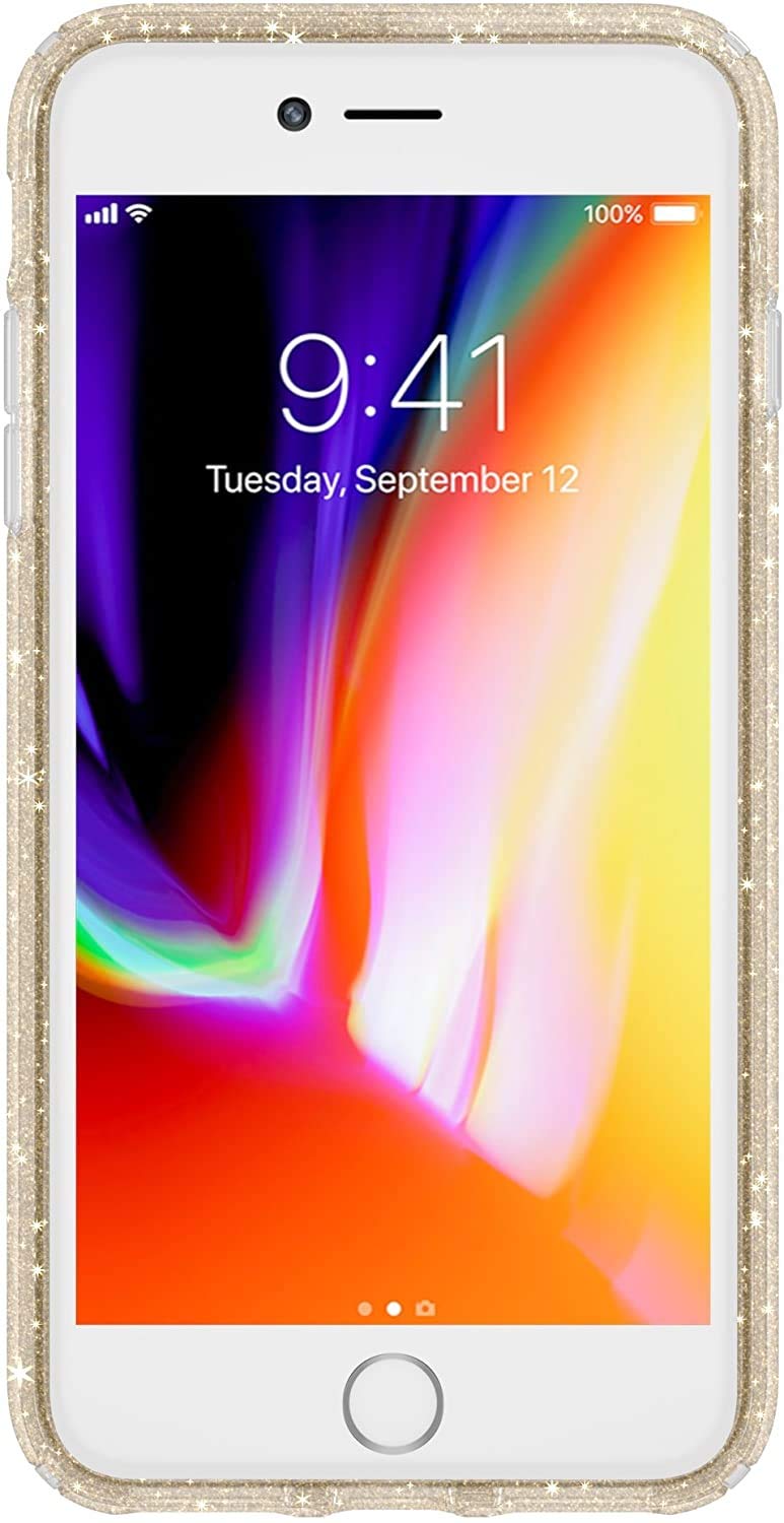 Speck Presidio Glitter iPhone Case for iPhone 8 Plus/7 Plus/6/6S Plus - Bulk Packaging - Gold Glitter Clear Protective Cover - Perfect for Everyday Use, Travel & Gift Giving