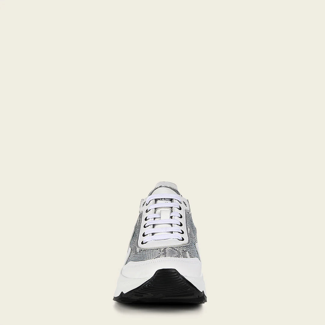 Women's White Python Sneakers A09PBPN - Stylish & Comfortable Fashion Shoes for Casual Wear, Work & Outdoor Activities