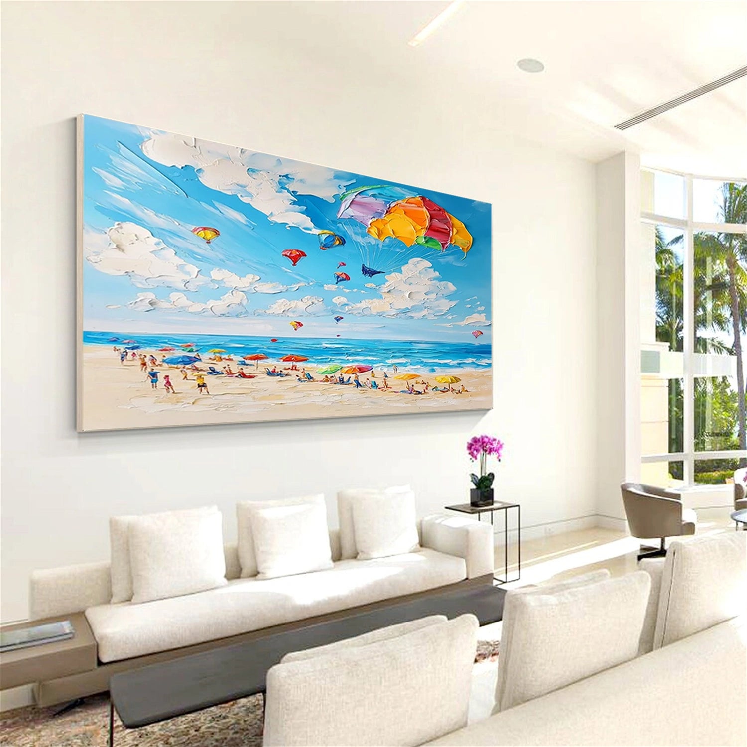 Seascape and Snowy Peak Landscape Painting - Premium Wall Art Decor #SP057 - Perfect for Living Room, Bedroom & Office