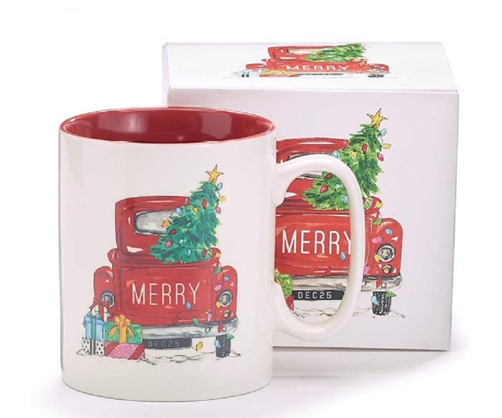 Festive Red Truck Christmas Coffee Mug - Holiday Themed Ceramic Cup for Hot Drinks - Perfect for Gift Giving, Office Use & Cozy Winter Mornings