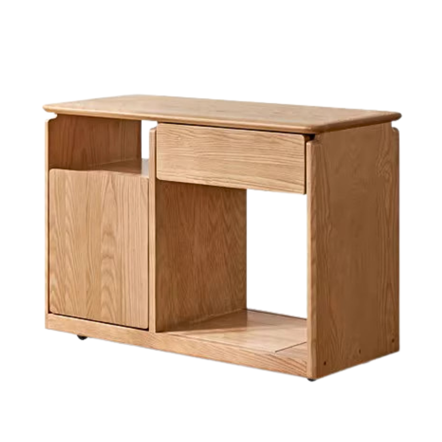 Solid Wood Mobile Side Table - Oak, Black Walnut, Ash - Small End Table for Living Room, Bedroom & Office Use