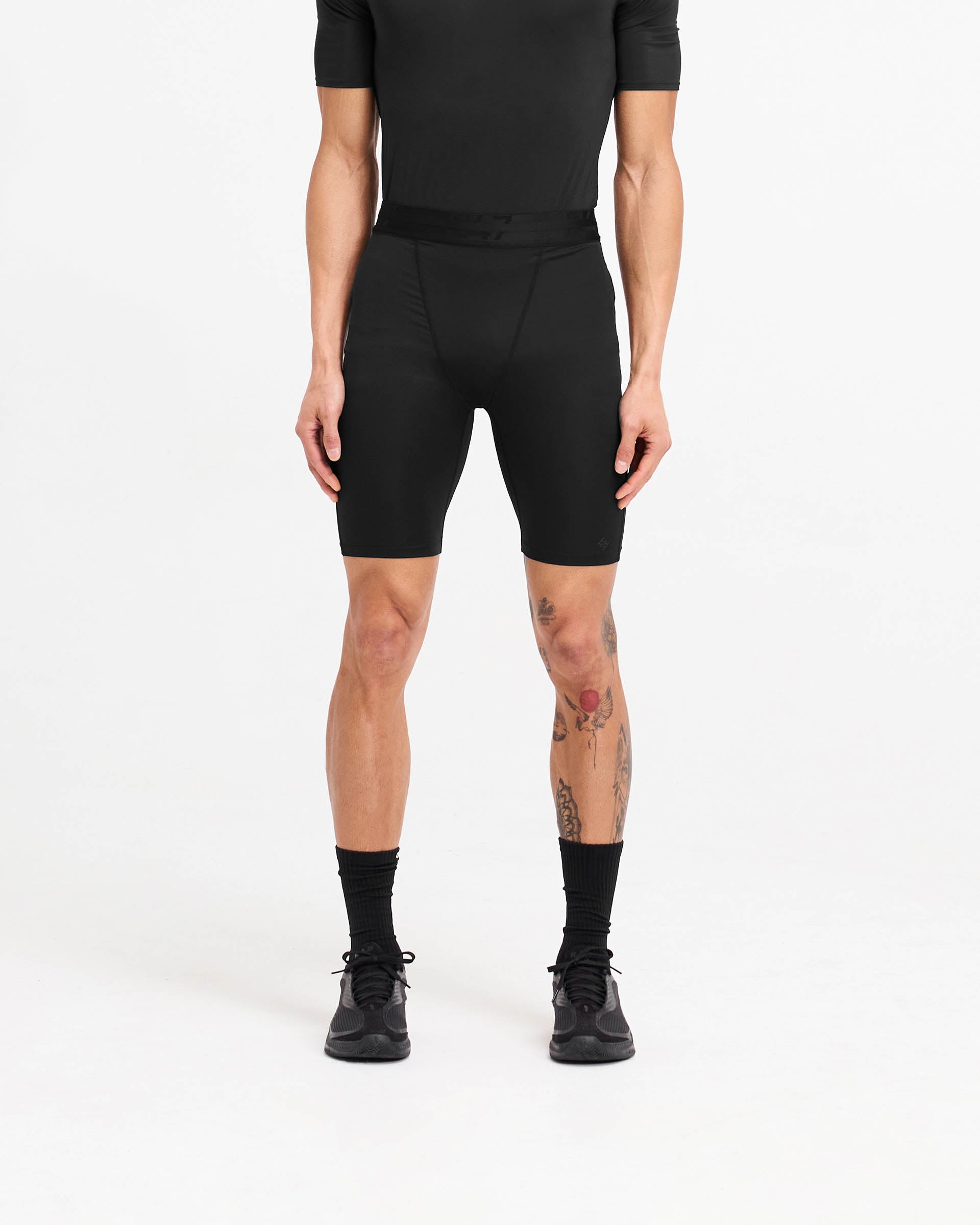 247 Compound Legging Shorts for Women - High Waist Workout Shorts Black - Perfect for Running, Yoga & Gym