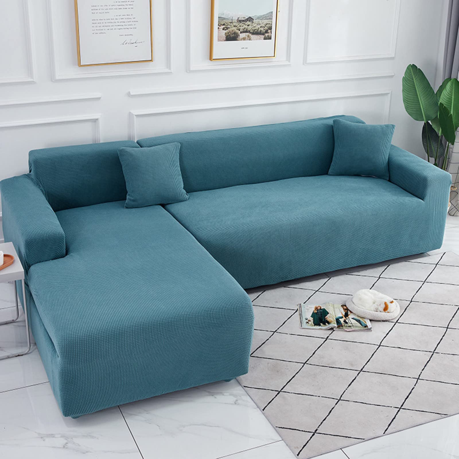 Waterproof Solid Color Sofa Slipcover - Non-Slip Couch Cover Protector for Sectional, Loveseat & 1-Seater Chair (35-45 Inches) - Indoor Home Decor for Living Room & Family Room