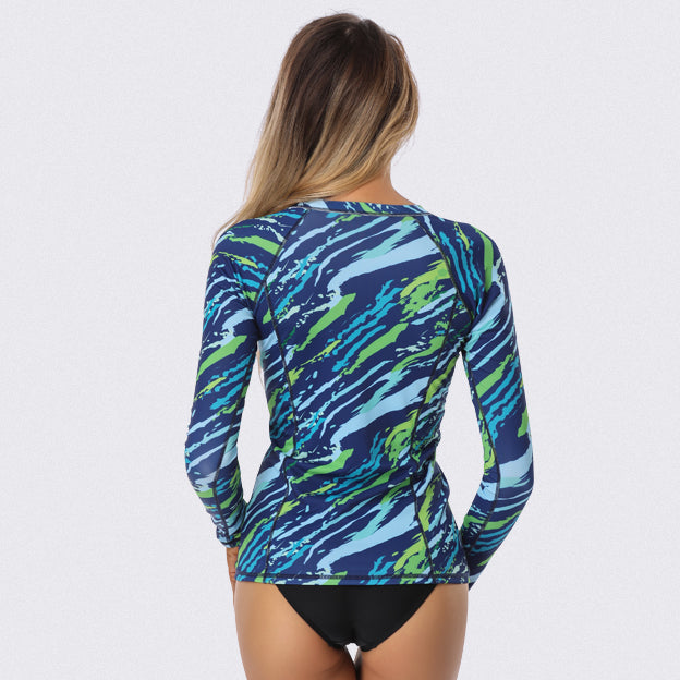 Tide UPF 50+ Long Sleeve Rash Guard with Zip - Sun Protection Swim Shirt for Men & Women - Perfect for Swimming, Surfing, Beach & Outdoor Activities