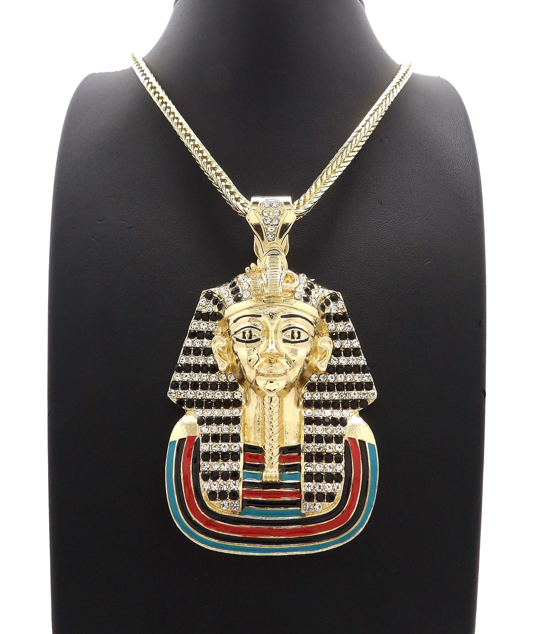 ICED Out King Tut Pharaoh Pendant & 36