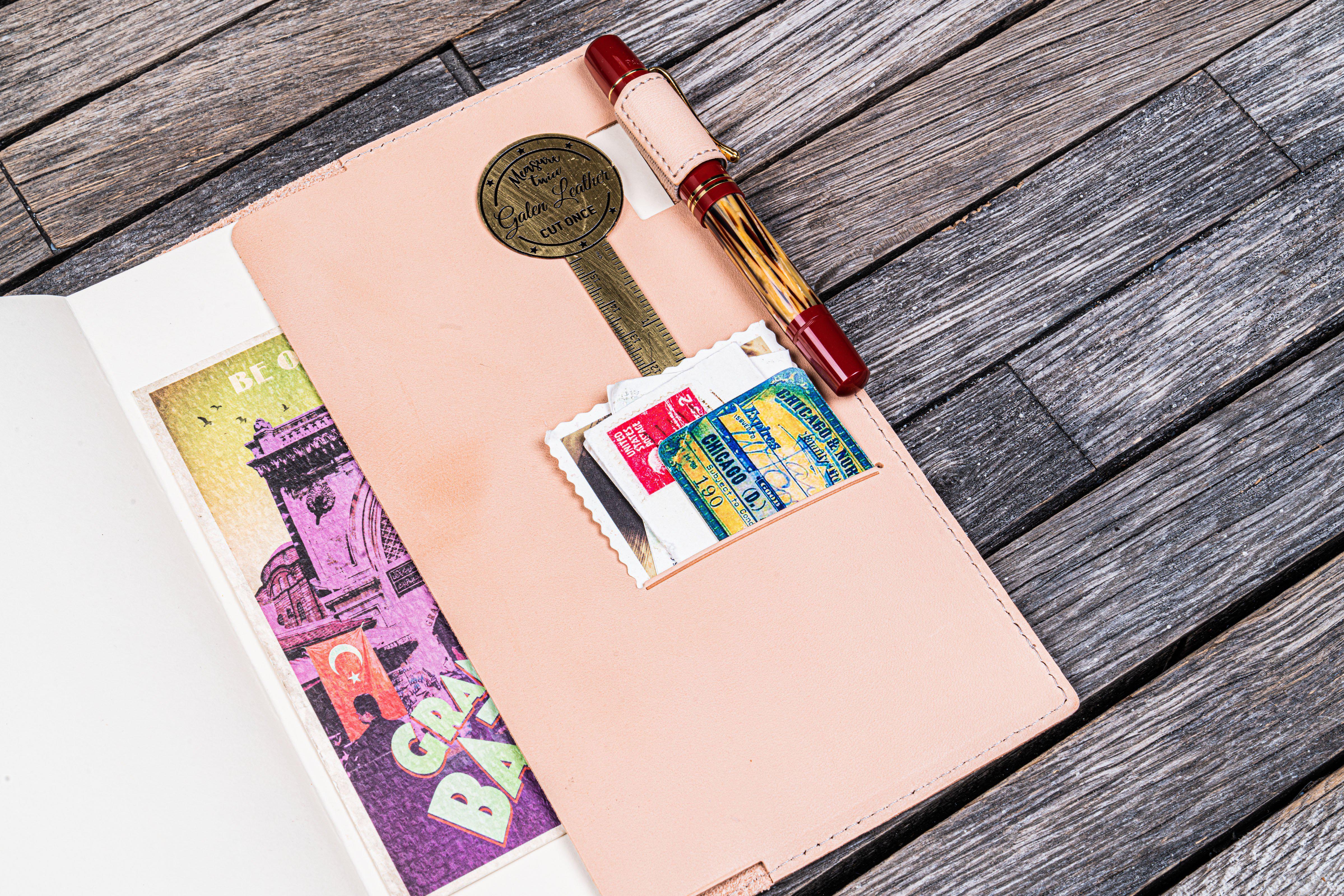 Premium Genuine Leather A5 Notebook Cover - Slim & Lightweight Planner Organizer for Business, Journaling & Daily Planning - Undyed Vegan Leather