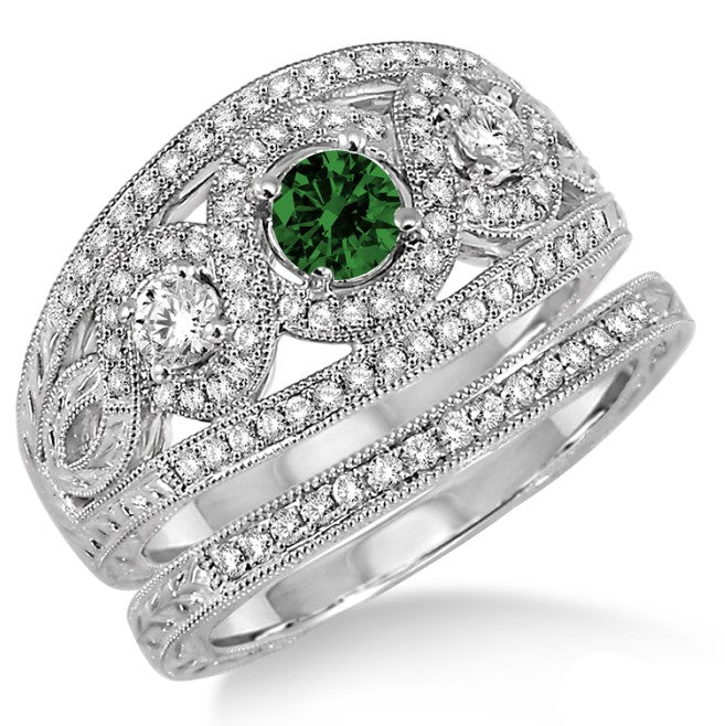 2 Carat Emerald Trilogy Engagement Ring in 10k White Gold - Perfect for Proposals, Anniversaries & Special Occasions