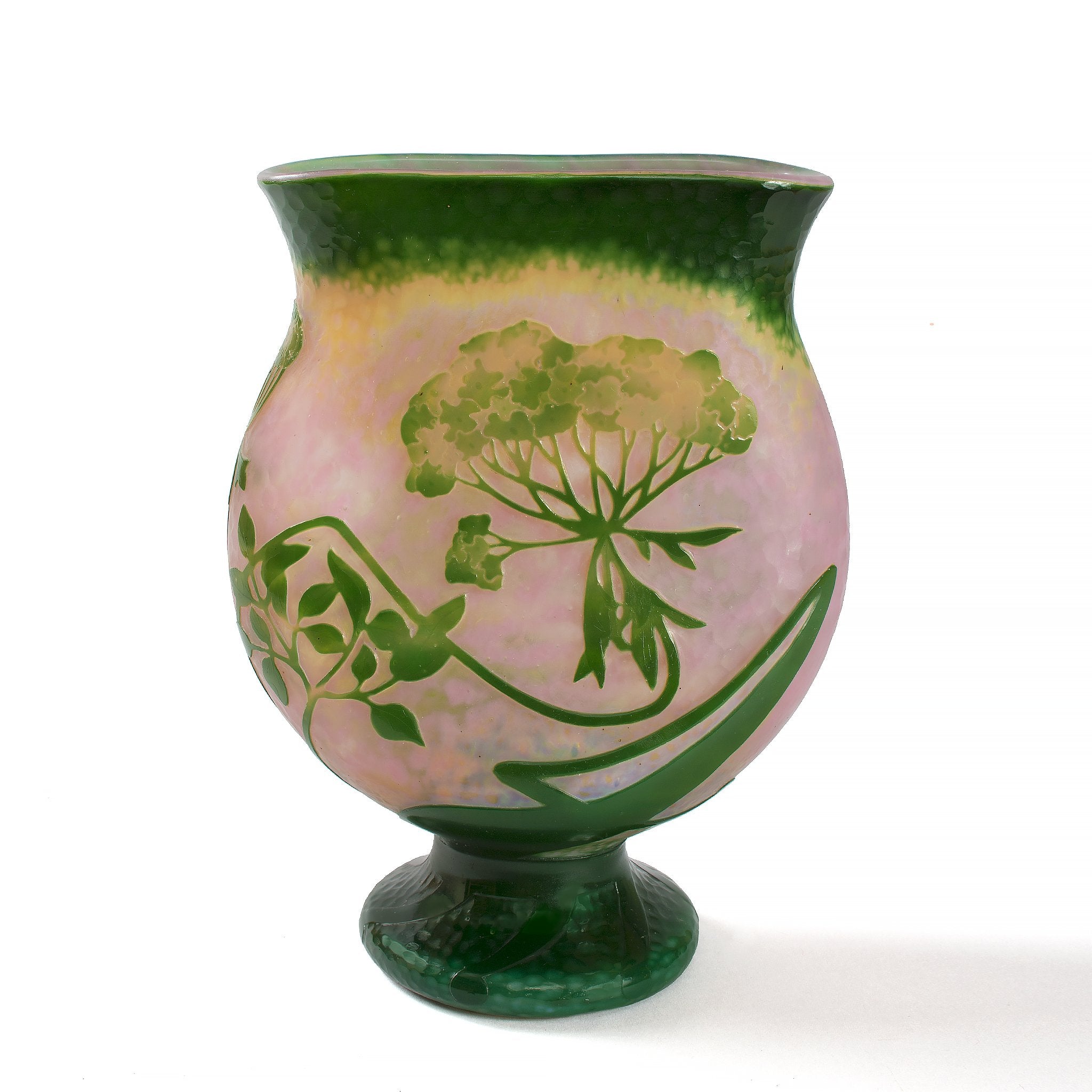 Daum Nancy Ombelle Cameo Glass Vase - Antique French Art Nouveau Floral Decor - Perfect for Home Decor, Wedding Centerpieces & Luxury Gift Giving