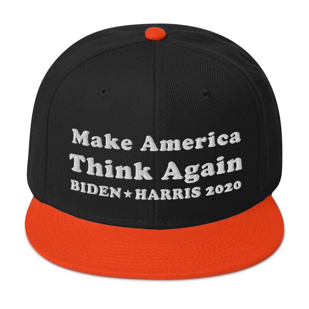 Biden Harris 2020 Make America Think Again Unique Snapback Hat - Political Campaign Hat for Supporters, Patriotic Gift for Democrats - Perfect for Rallies, Voting Day & Political Events