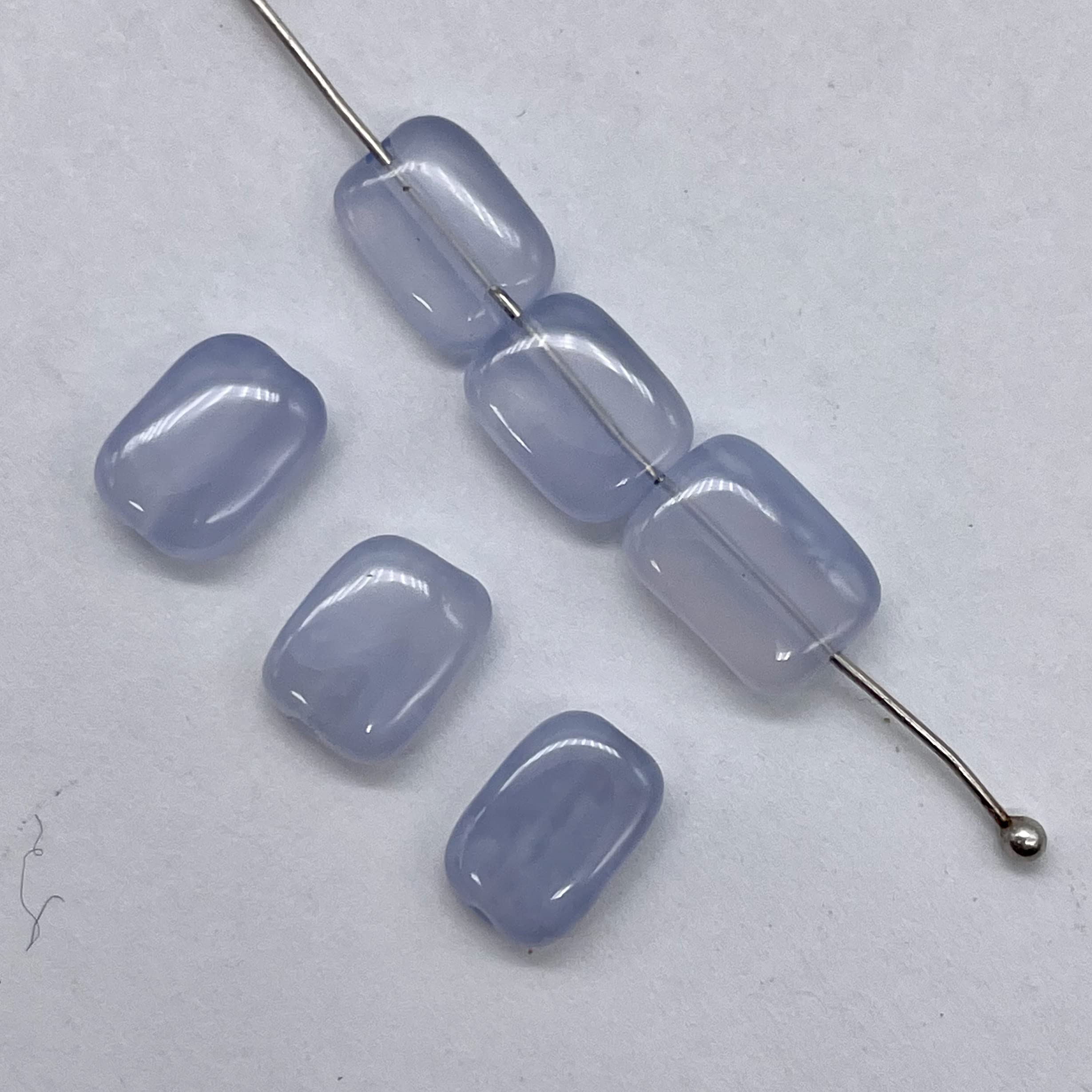 6 Blue Chalcedony Agate Rectangle Beads 9573 for DIY Jewelry Making - Perfect for Necklaces, Bracelets & Earrings