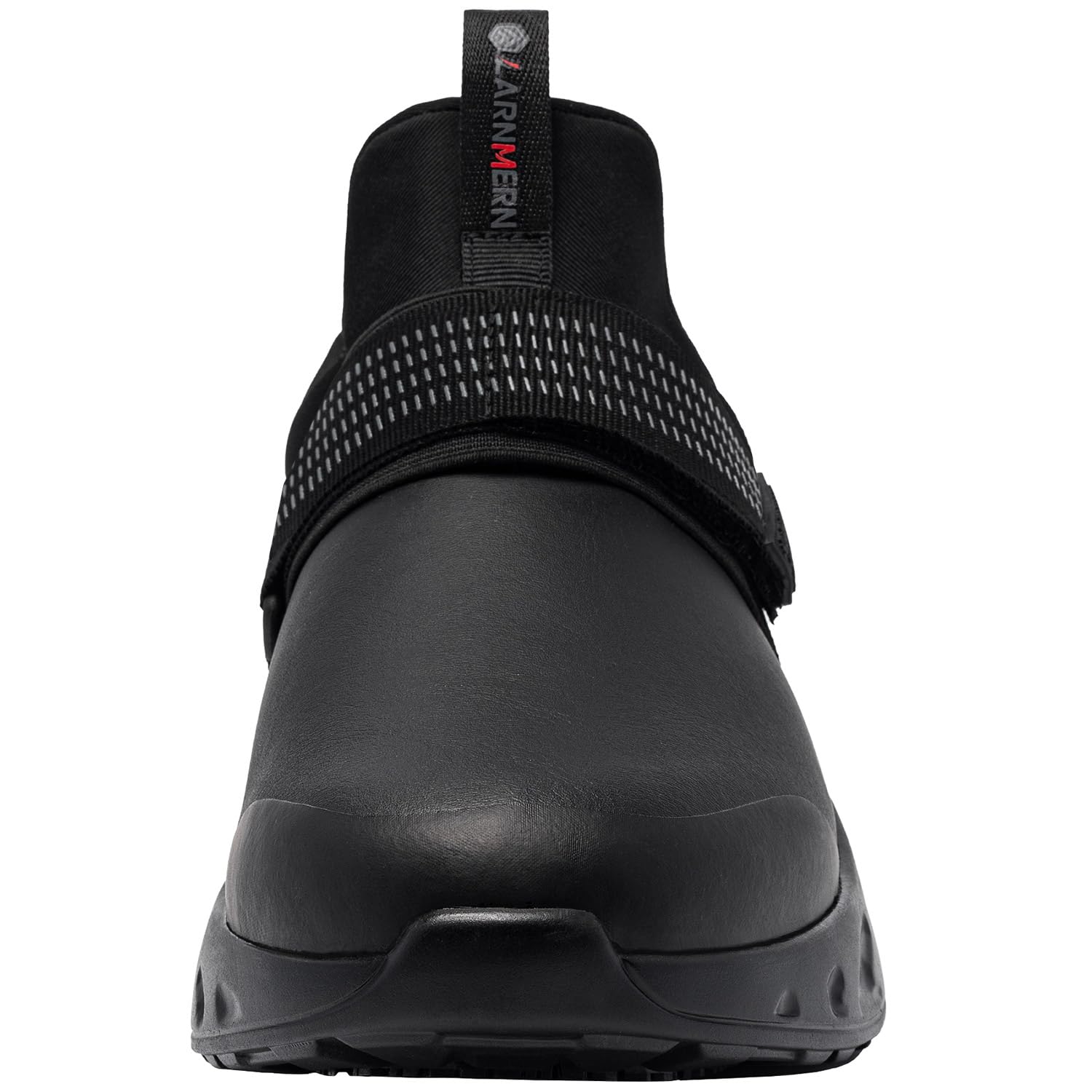 LARNMERN Slip Resistant Work Shoes for Men - Non Slip Chef Shoes for Kitchen, Restaurant & Food Service - Waterproof Slip On Sneakers with Air Cushion for Walking & Casual Wear - Black (Ideal for Chefs, Waiters & Hospitality Professionals)