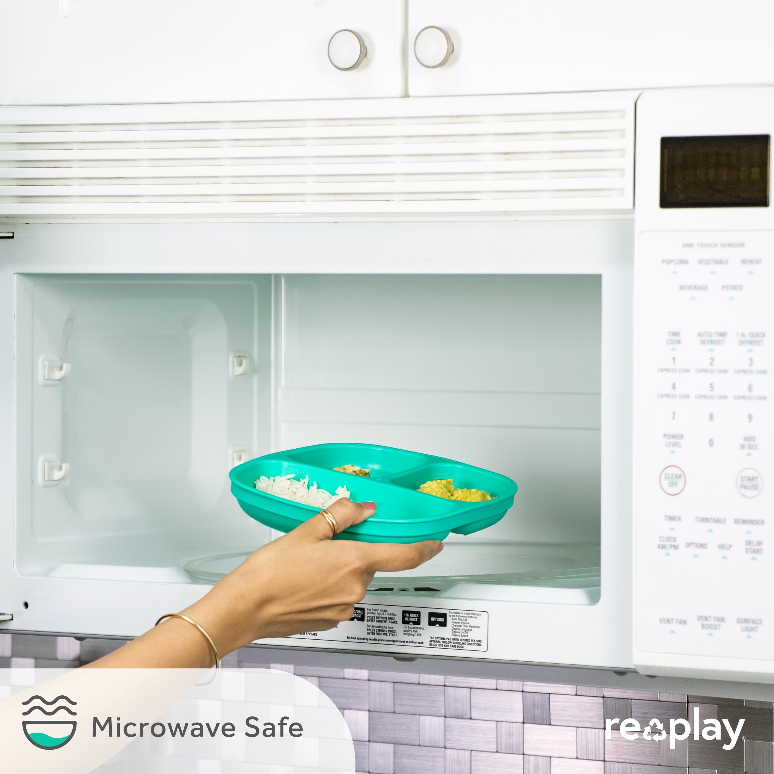 Reusable 3-Compartment Divided Plates for Kids - Set of 3 with Lids | Made in USA | BPA-Free, Dishwasher & Microwave Safe | 7.37