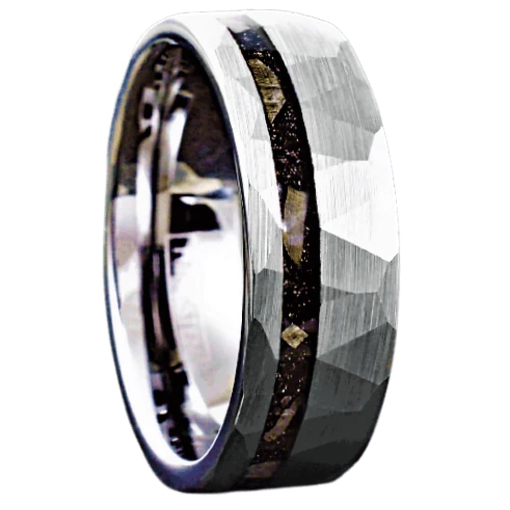 Premium Tungsten Wedding Rings for Men & Women – 8mm Brushed Faceted Meteorite Band – Durable & Stylish Jewelry for Engagement, Anniversary & Everyday Wear