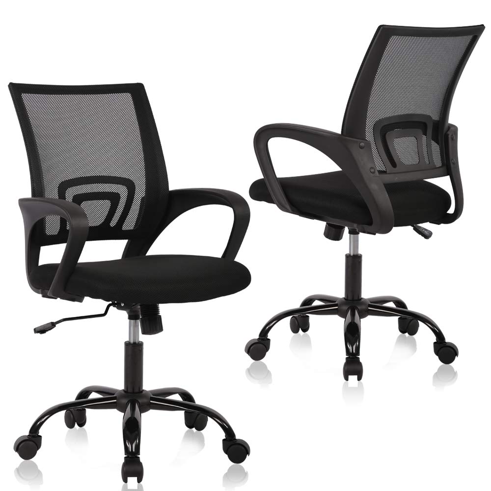 Ergonomic Office Chair with Lumbar Support & Adjustable Armrests - Swivel Rolling Mesh Computer Desk Chair for Home Office, 2 Pack - Perfect for Long Work Hours, Gaming, and Remote Work Setup