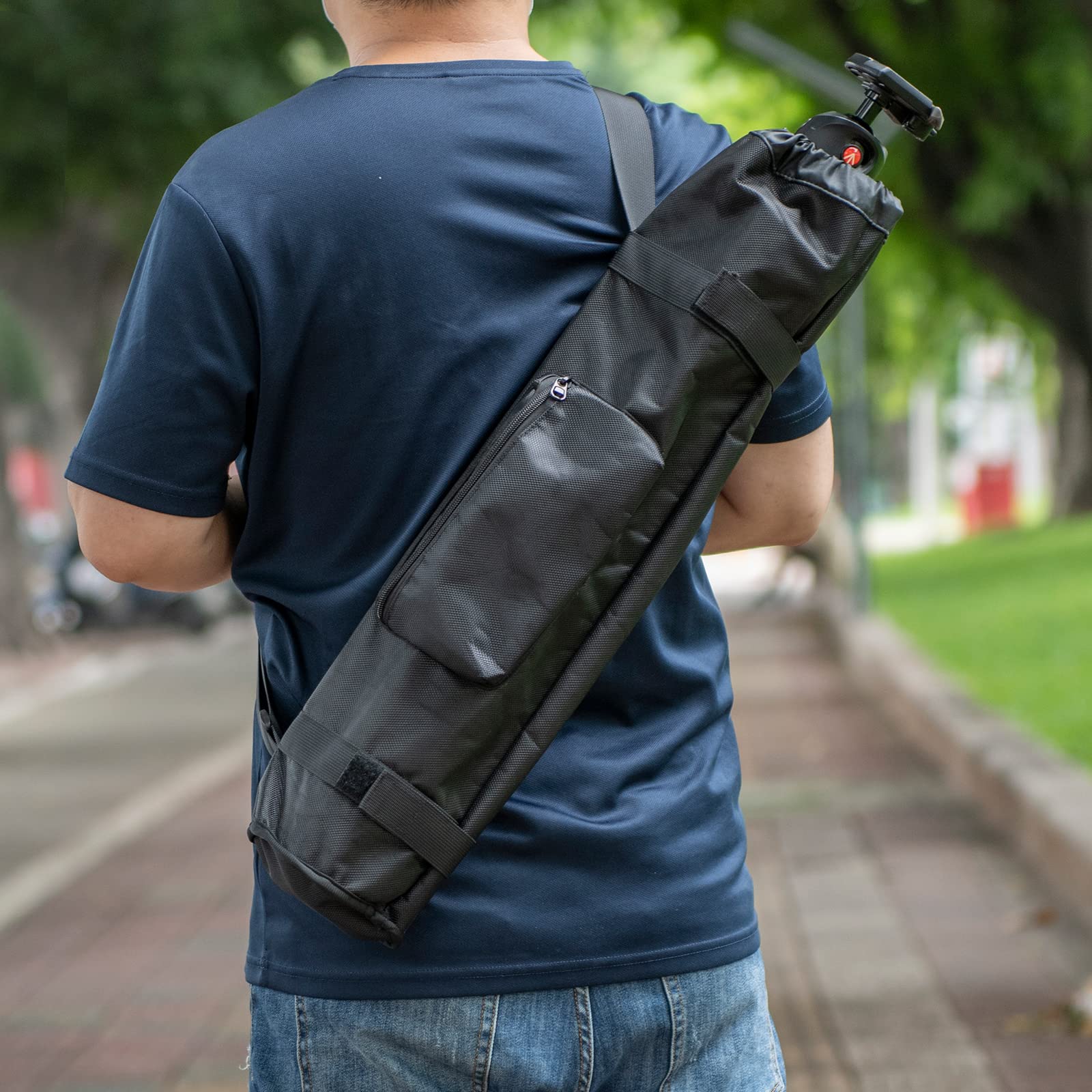 TXEsign 24” Heavy Duty Nylon Tripod Carrying Case Bag - Compatible with Gitzo, Manfrotto Tripods - Camera Tripod Travel Bag with Outer Pocket for Light Stands, Monopod & Mic Stand - Perfect for Photography, Videography & Outdoor Adventures