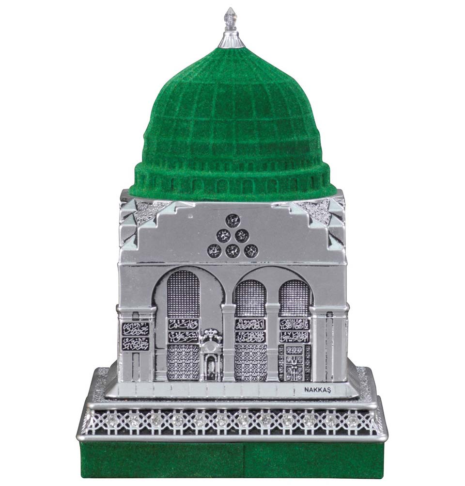 Islamic Table Decor - Al Masjid an Nabawi Replica in Silver 360 3G Small Size | Perfect for Ramadan Decorations, Muslim Home Decor & Gift Ideas