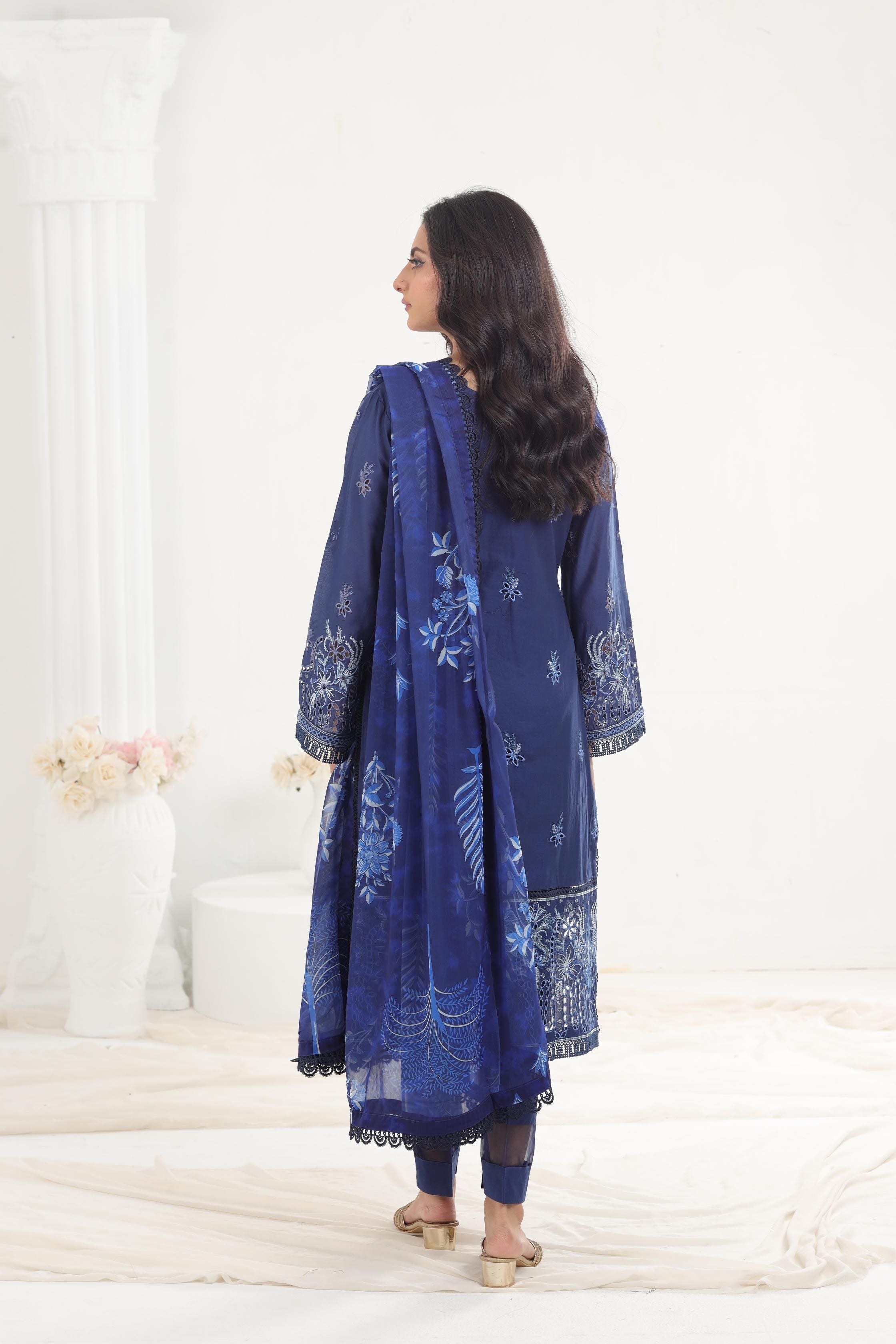 Capri Afrozeh Chikankari Lawn Stitched Dress - Elegant Embroidered Cotton Outfit for Women | Perfect for Summer Parties, Weddings & Special Occasions