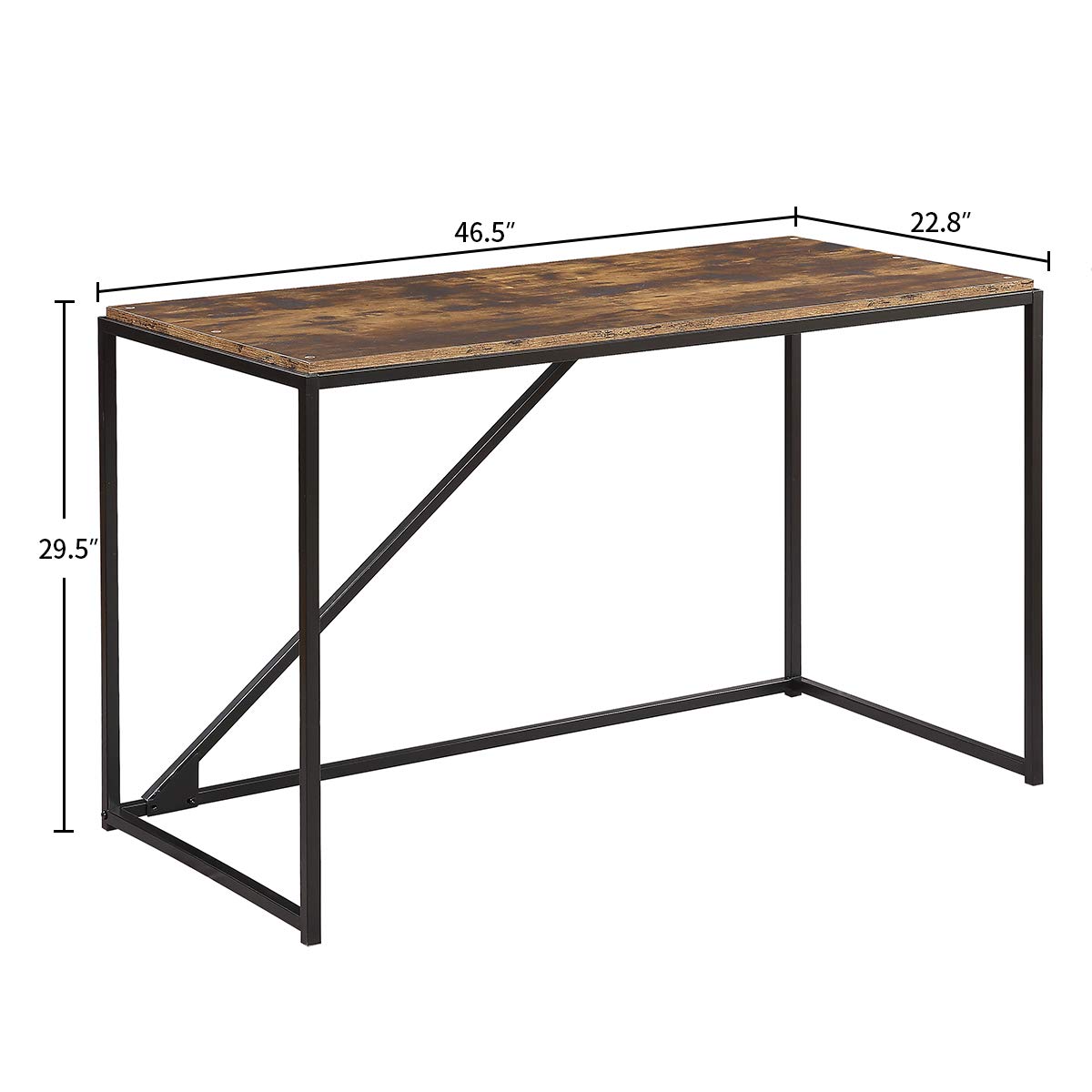 46-Inch Home Office Computer Desk - Modern Industrial Style Small Study Desk with Metal Frame, Easy Assembly for Laptop & Workspace (Brown) | Perfect for Home Office, Dorm Room & Small Spaces