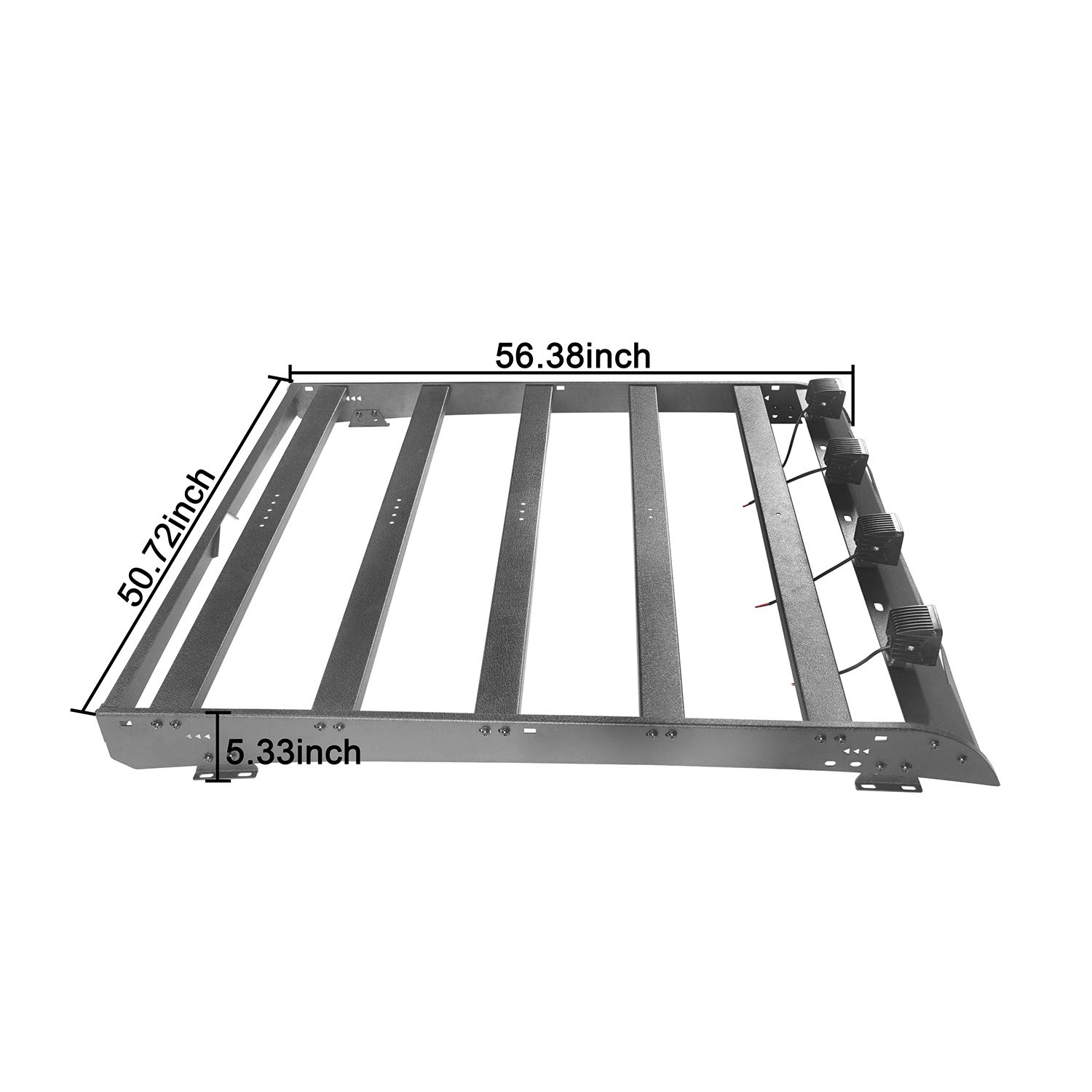 u-Box Tundra Top Roof Rack Cargo Carrier with 4X 18W LED Lights for Toyota Tundra Crewmax 4-Door Pickup Truck 2014-2021 - Heavy Duty Roof Top Luggage Carrier for Camping, Road Trips & Outdoor Adventures