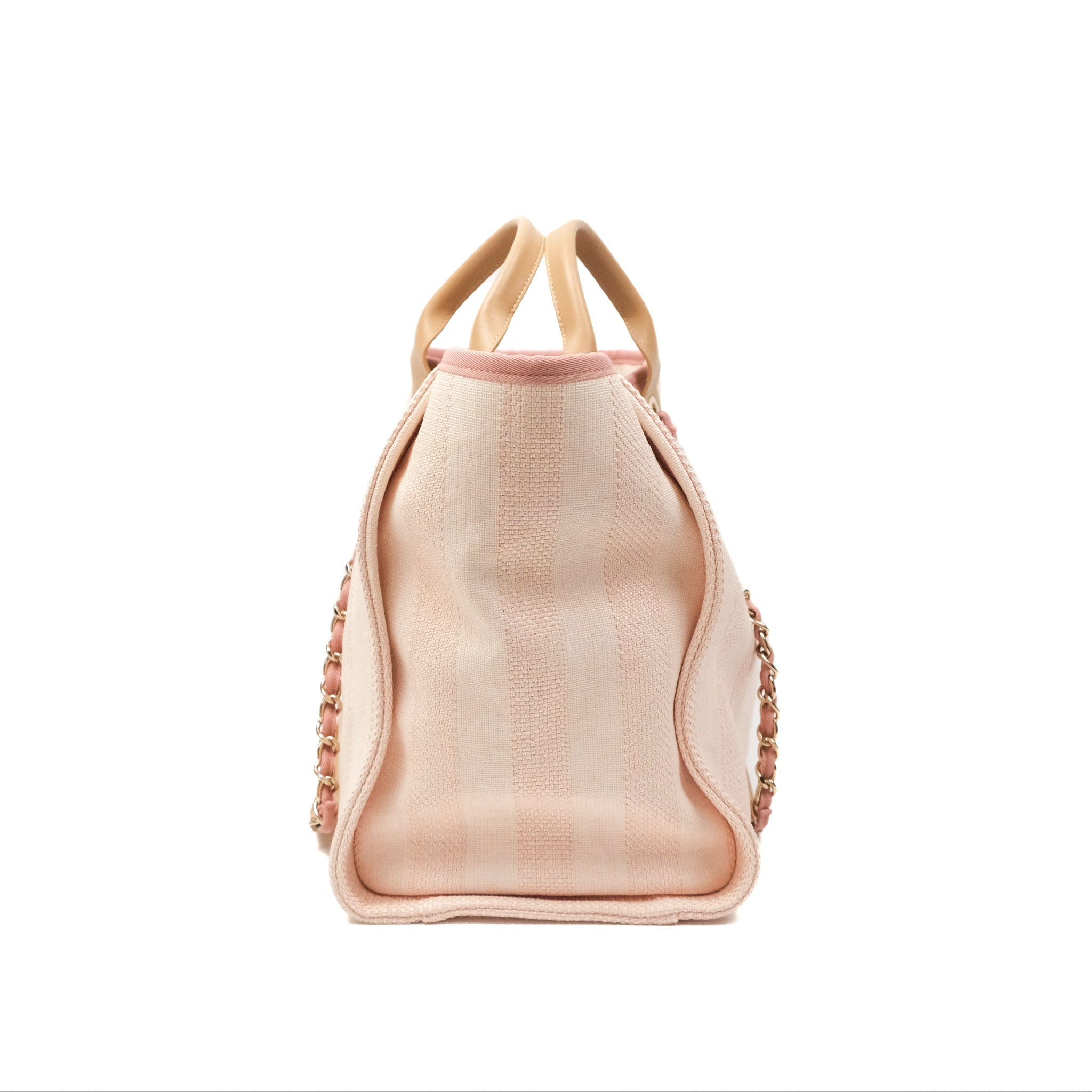 Chanel Canvas Large Deauville Tote Bag Light Pink Stripe - Luxury Designer Handbag for Women, Perfect for Travel, Shopping & Everyday Use