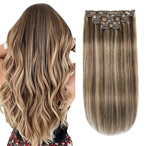 #4/27 Medium Brown mixed Caramel Blonde