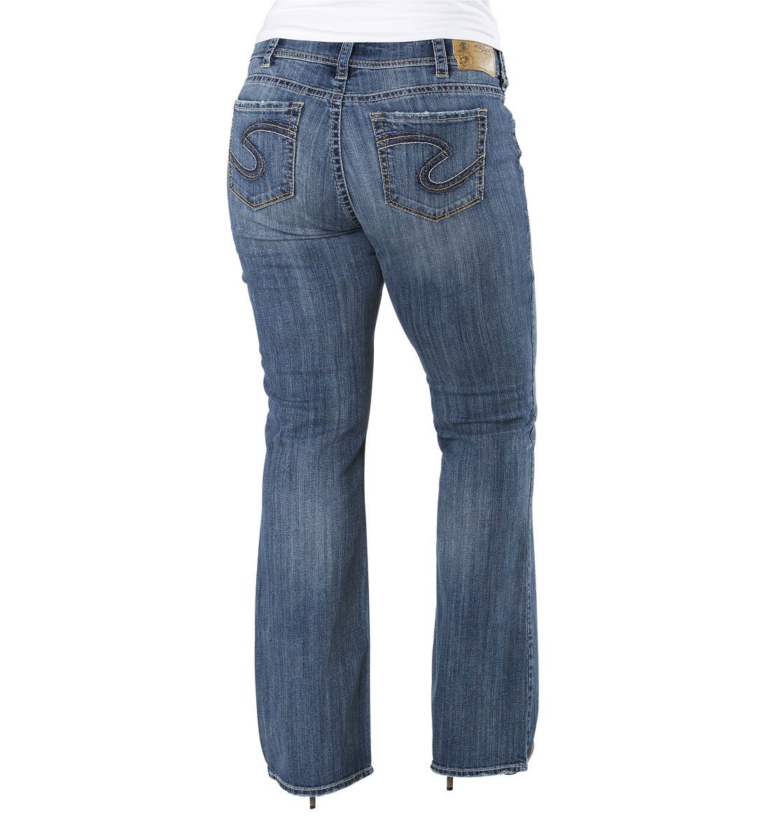 Silver Jeans Co. Women's Plus Size Suki Curvy Fit Mid Rise Bootcut Jeans - Comfortable Stretch Denim Pants for Casual Wear & Everyday Outfits