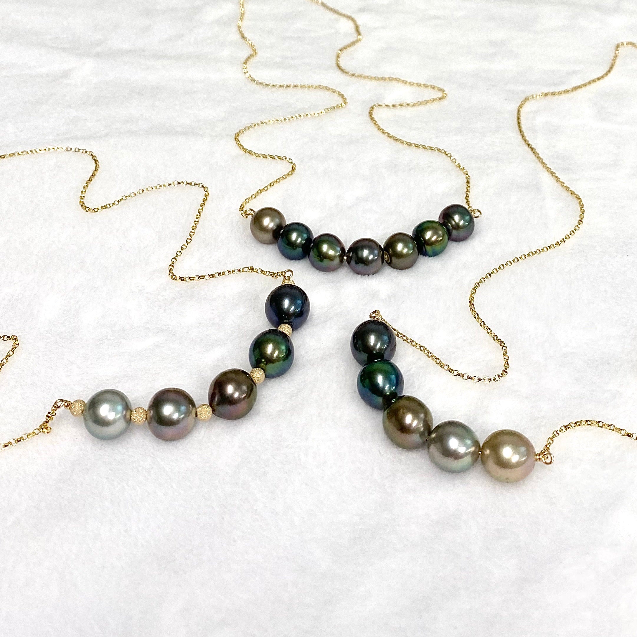 Exquisite Tahitian Pearl Bar Necklace with Blue Ombré - Elegant Jewelry for Women, Perfect for Weddings, Parties & Special Occasions