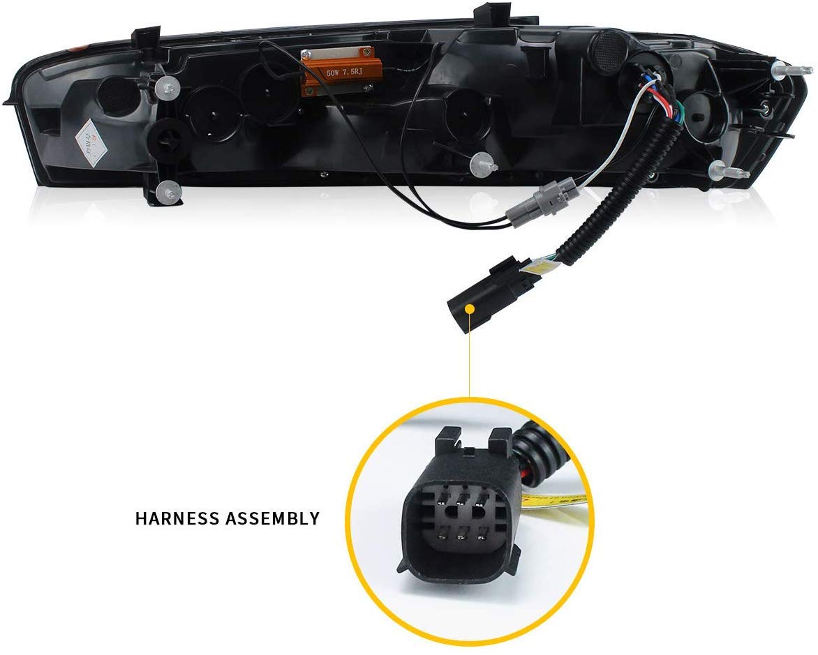 2016-2018 Camaro Coupe 6th Gen Full LED Tail Lights with Sequential Turn Signals & DRLs - Smoked Lens Rear Lamp Assembly | Upgrade for Night Driving & Enhanced Visibility