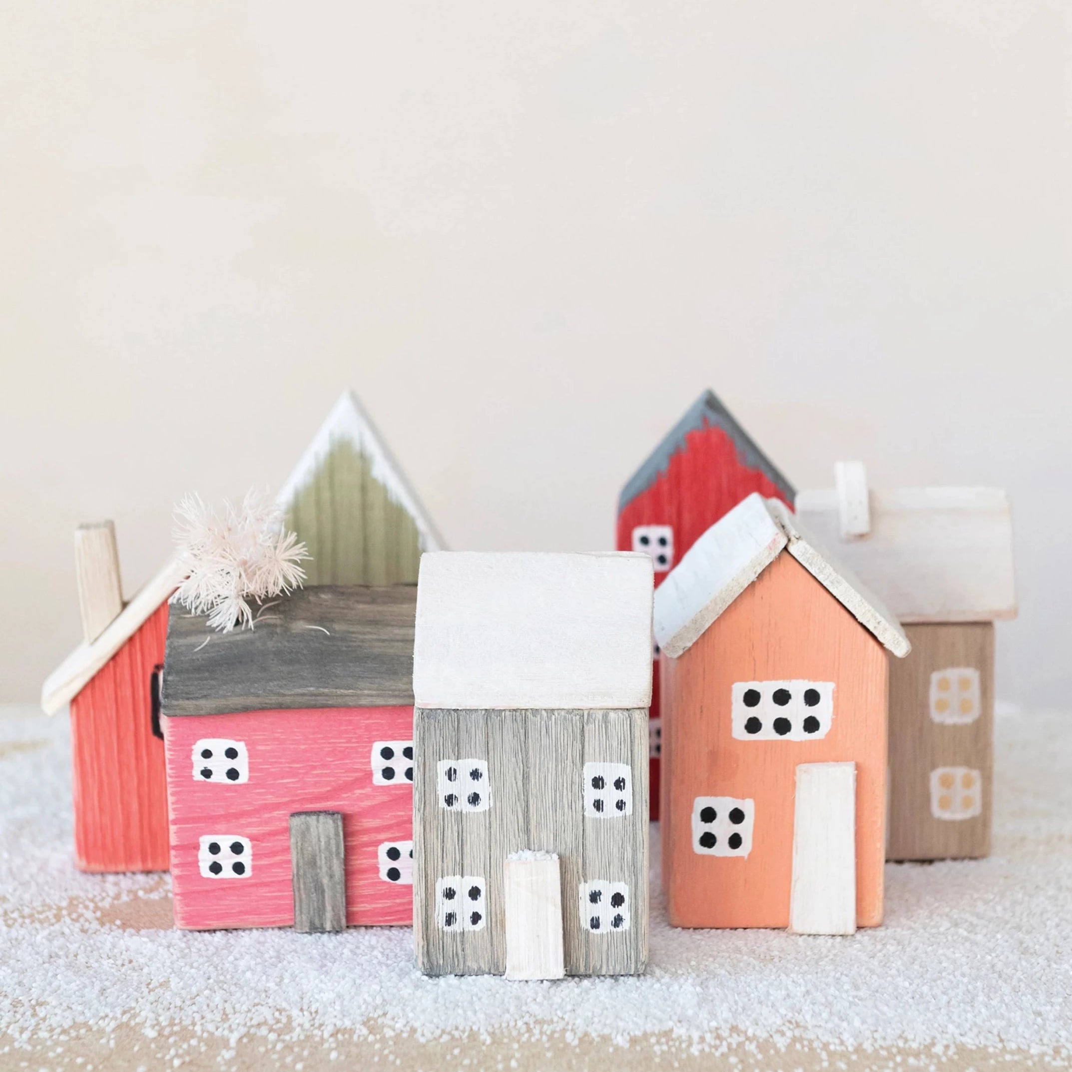 Hand-Painted Paulownia Wooden House - Unique Handcrafted Home Decor for Living Room, Bedroom, or Garden - Perfect for Rustic & Boho Interior Design Styles