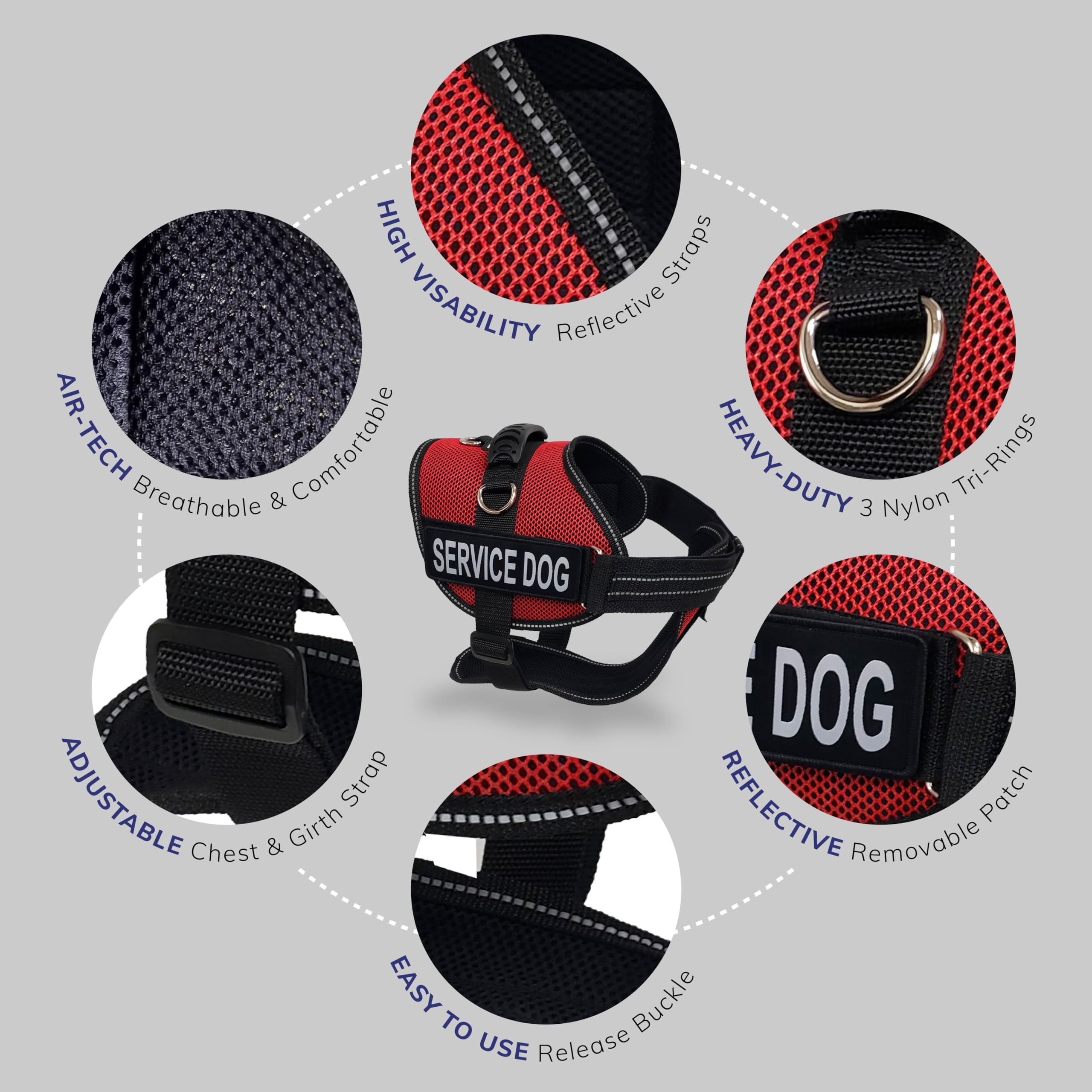 ActiveDogs Small Red Service Dog Vest Harness Kit with Handle, ID Badge, ADA Cards, Medical Alert Keychain & Leash - Perfect for Therapy Dogs, Emotional Support Animals & Public Access Training