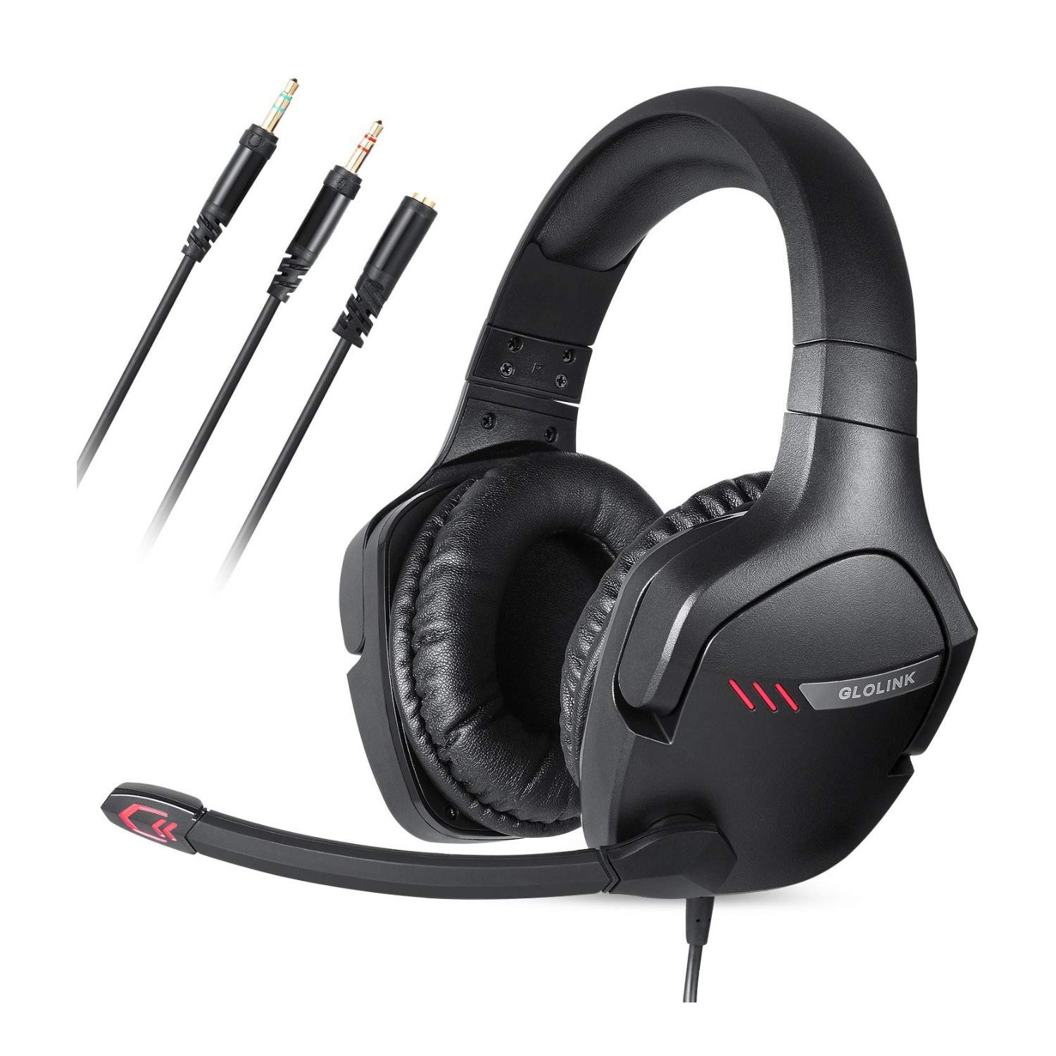 Glolink Black Stingers Gaming Headset with Noise Cancellation for PC, Xbox One, PS4 - Immersive Sound for Competitive Gaming & Streaming