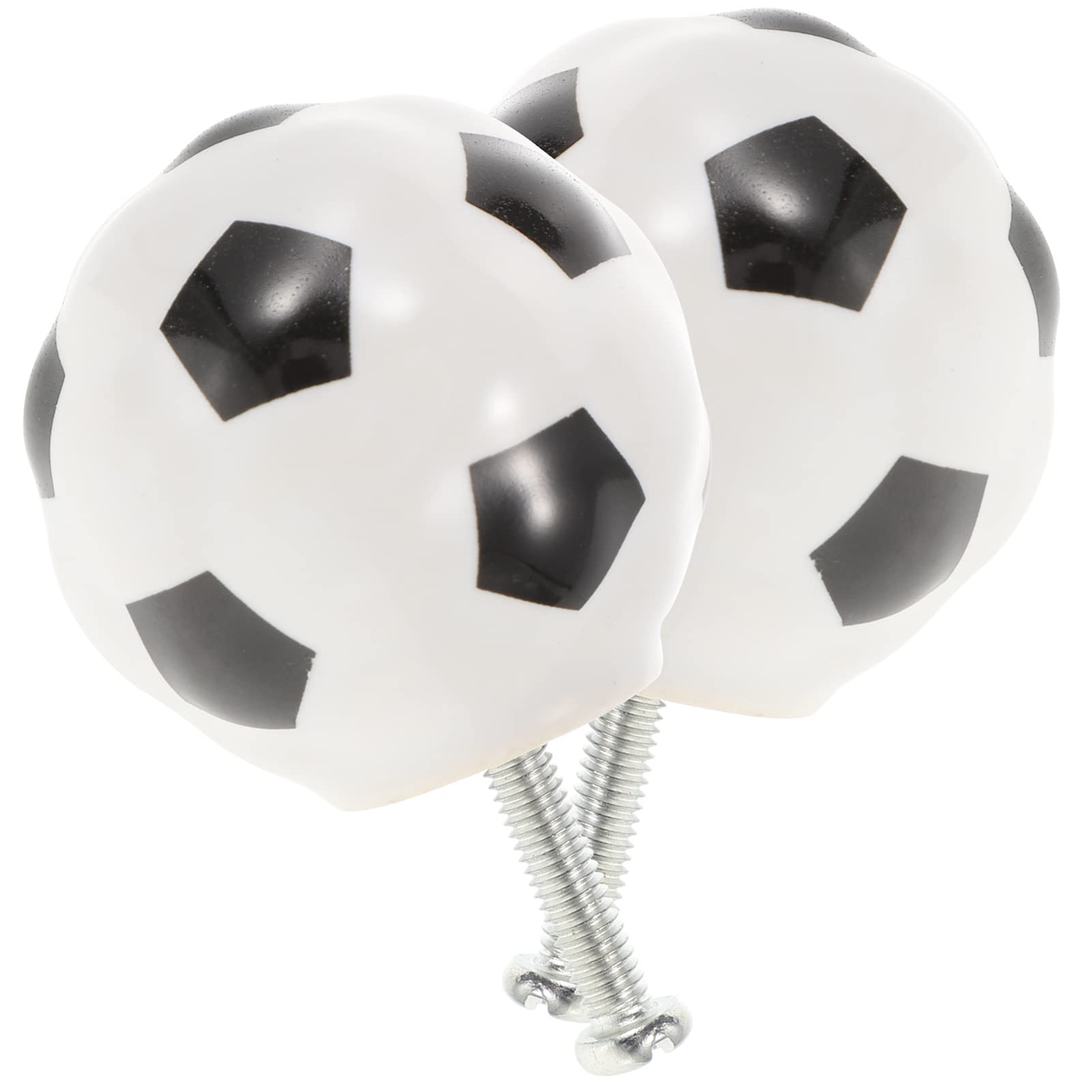 Artibetter 2-Pack Ceramic Soccer Ball Door Knobs - Brass Cabinet & Drawer Pull Handles for Wardrobe, Dresser, Kitchen Cupboard - Durable Furniture Hardware for Home & Office Decor