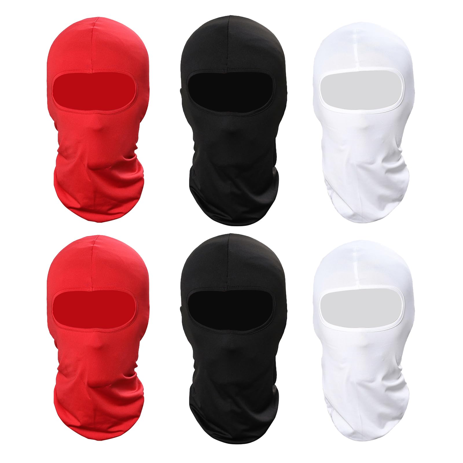 GANWAY 6-Pack Balaclava Face Mask - Winter Ski Mask for Outdoor Sports, Motorcycle Riding, Hiking & Tactical Use (Black, White, Red) - Cold Weather Protection for Skiing, Snowboarding, Cycling & Winter Activities