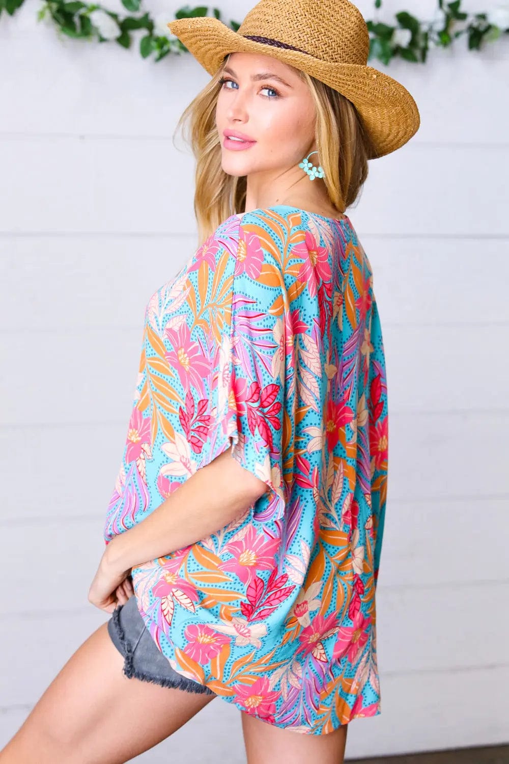 Stylish Multicolor Tropical Floral Print Woven Blouse for Women | Summer Vacation & Beach Party Outfit